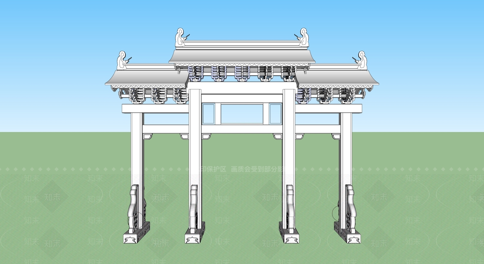 中式牌坊牌楼SU模型下载【ID:1195026433】