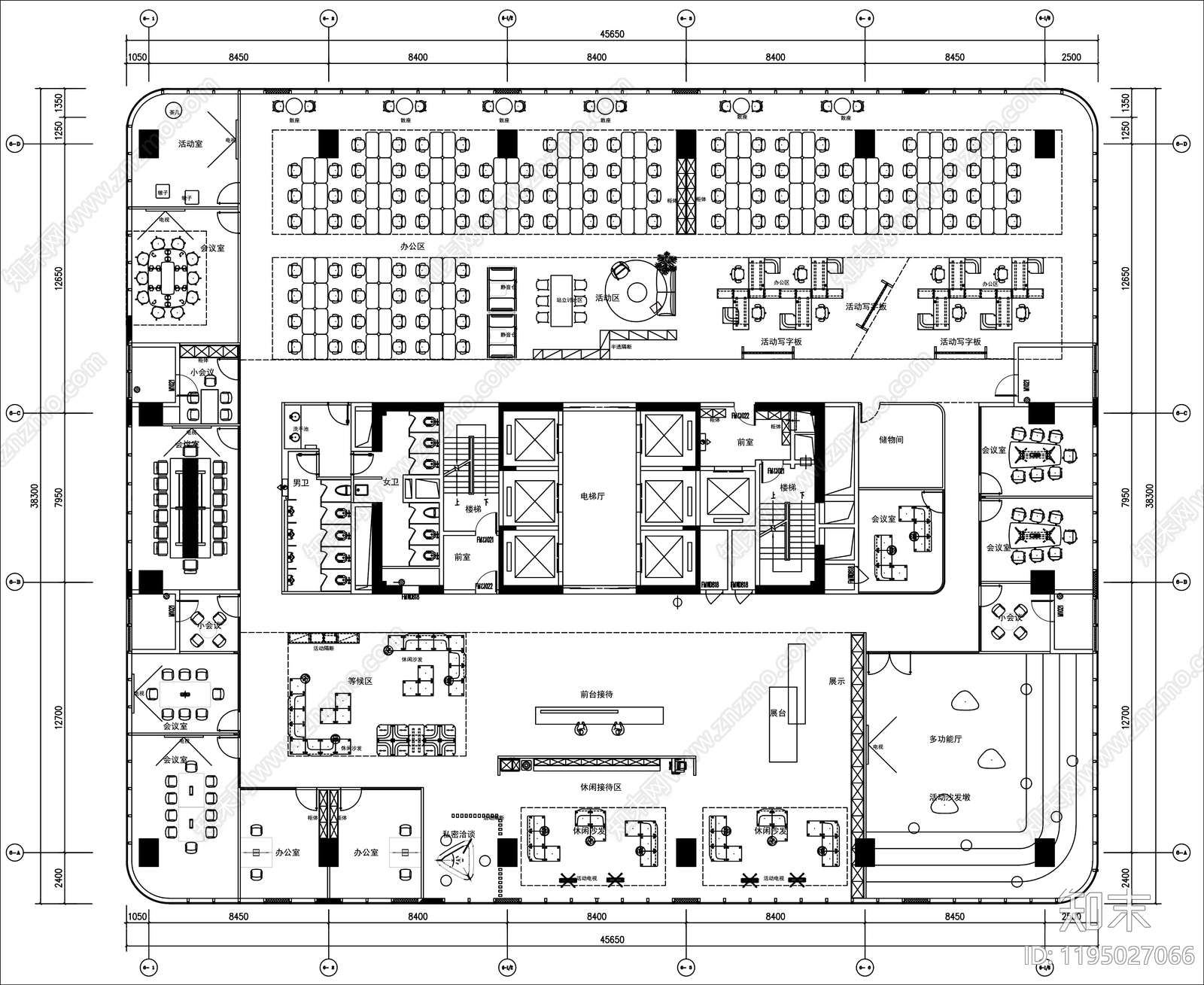 现代整体办公空间施工图下载【ID:1195027066】