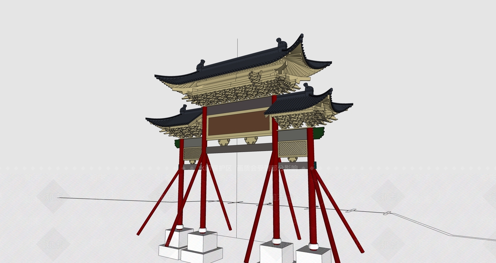 中式牌坊牌楼SU模型下载【ID:1195026862】