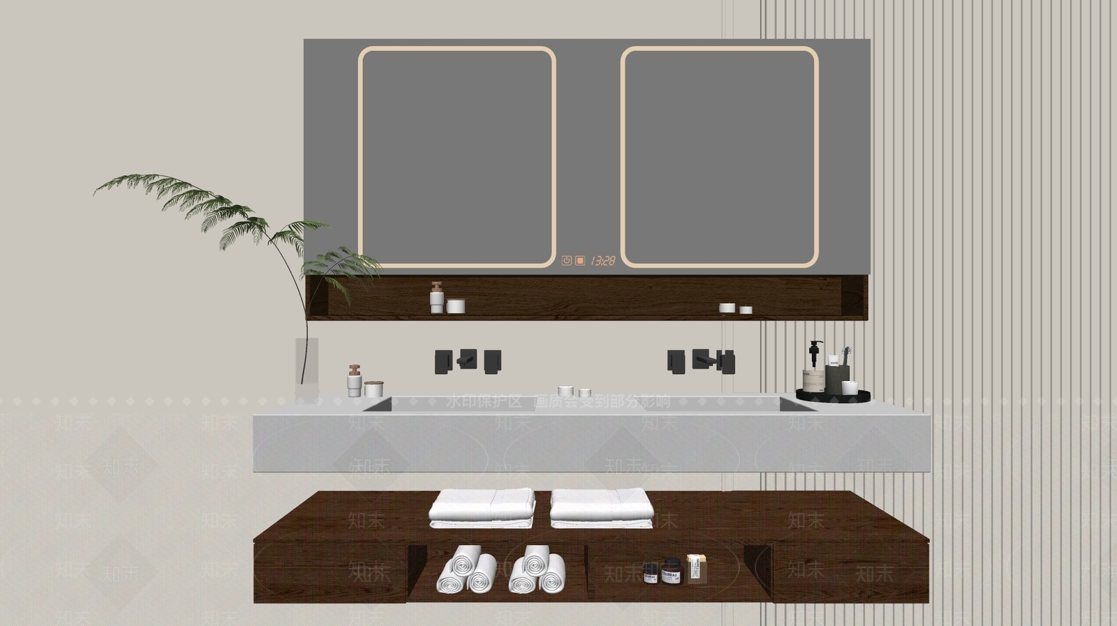 现代浴室柜SU模型下载【ID:1195028486】
