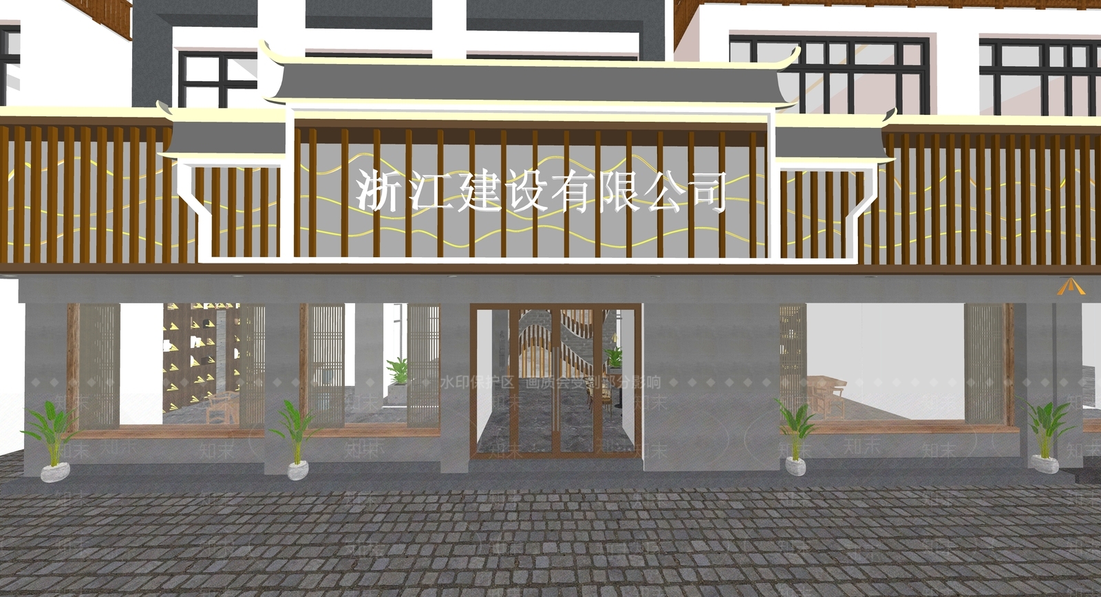 新中式其他商业建筑SU模型下载【ID:1195029750】