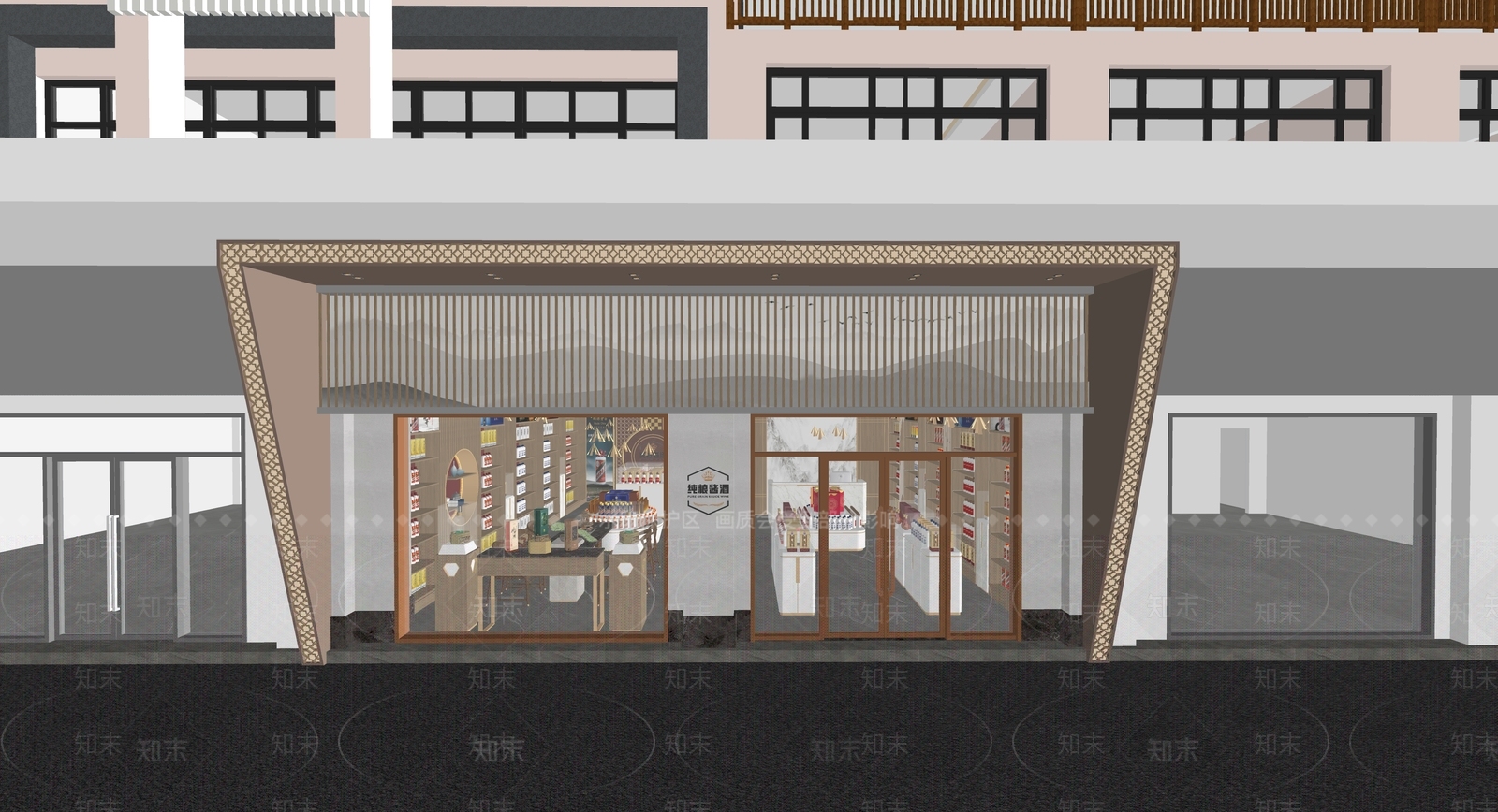 新中式烟酒店SU模型下载【ID:1195029917】