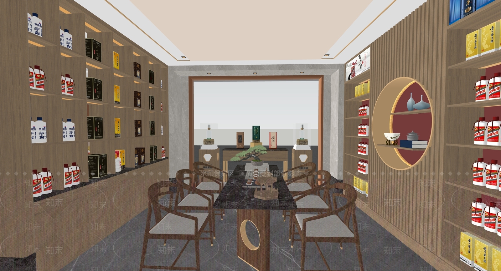 新中式烟酒店SU模型下载【ID:1195029917】