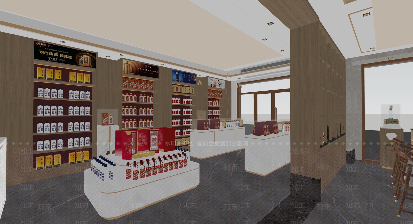 新中式烟酒店SU模型下载【ID:1195029917】