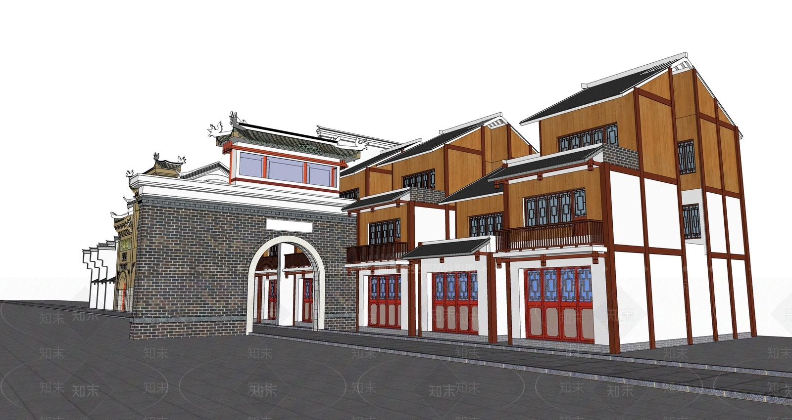 中式古建筑SU模型下载【ID:1195030681】