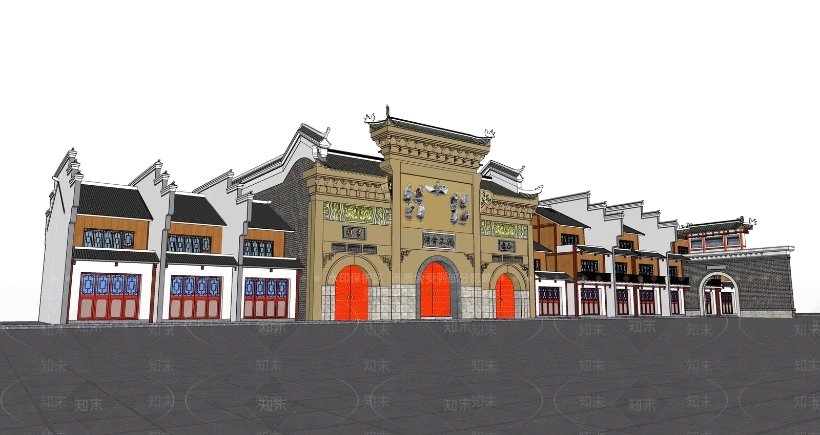 中式古建筑SU模型下载【ID:1195030681】