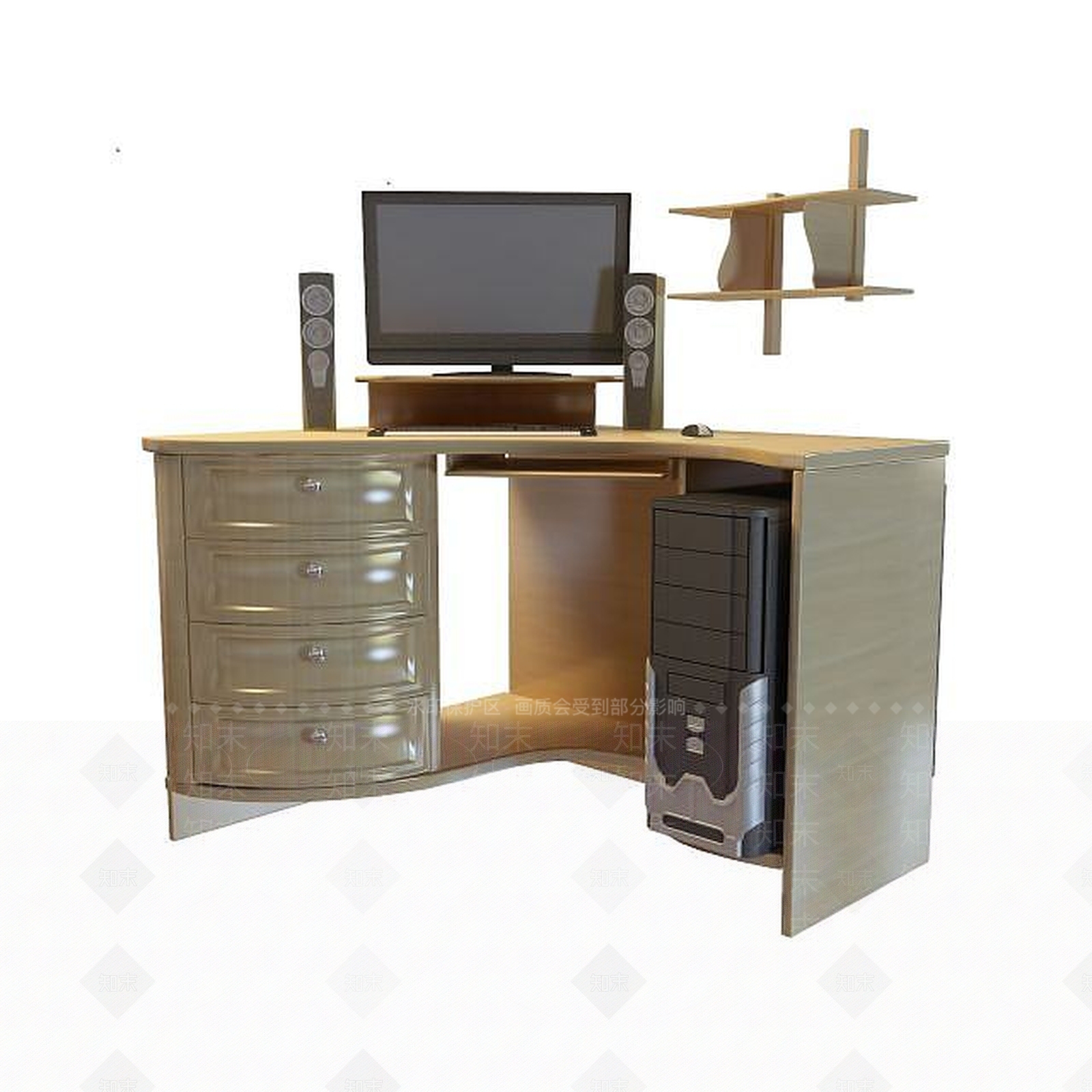 现代豪华电脑桌3D模型下载【ID:1195030578】