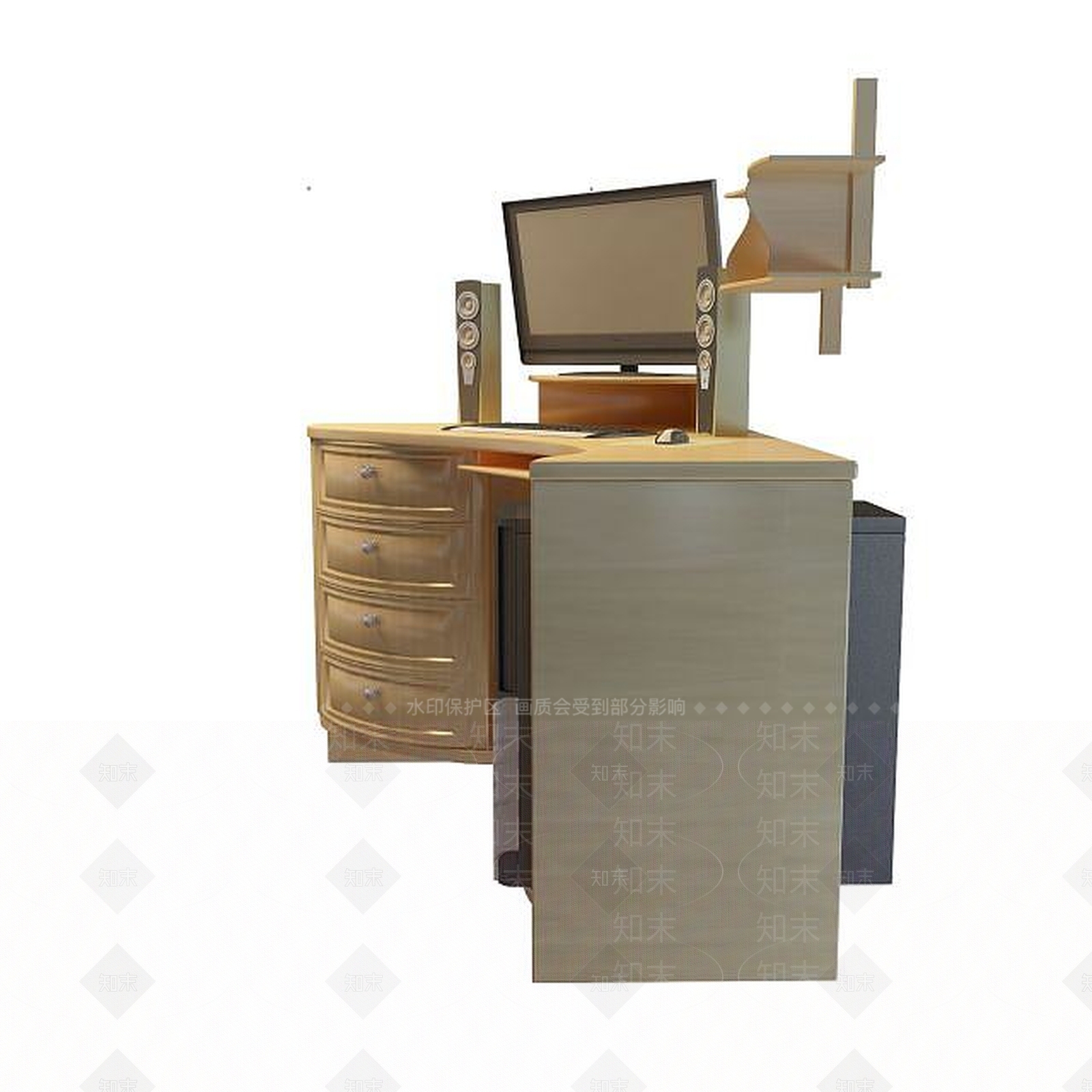 现代豪华电脑桌3D模型下载【ID:1195030578】