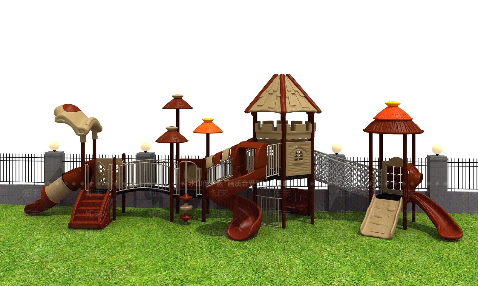 现代儿童滑梯游乐设备3D模型下载【ID:1195030829】