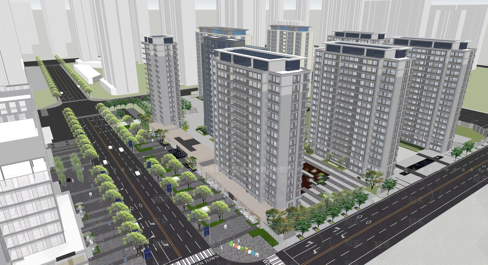 现代高层住宅SU模型下载【ID:1195032183】