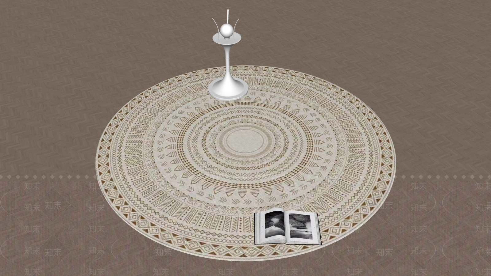 现代北欧圆形地毯SU模型下载【ID:1195032544】