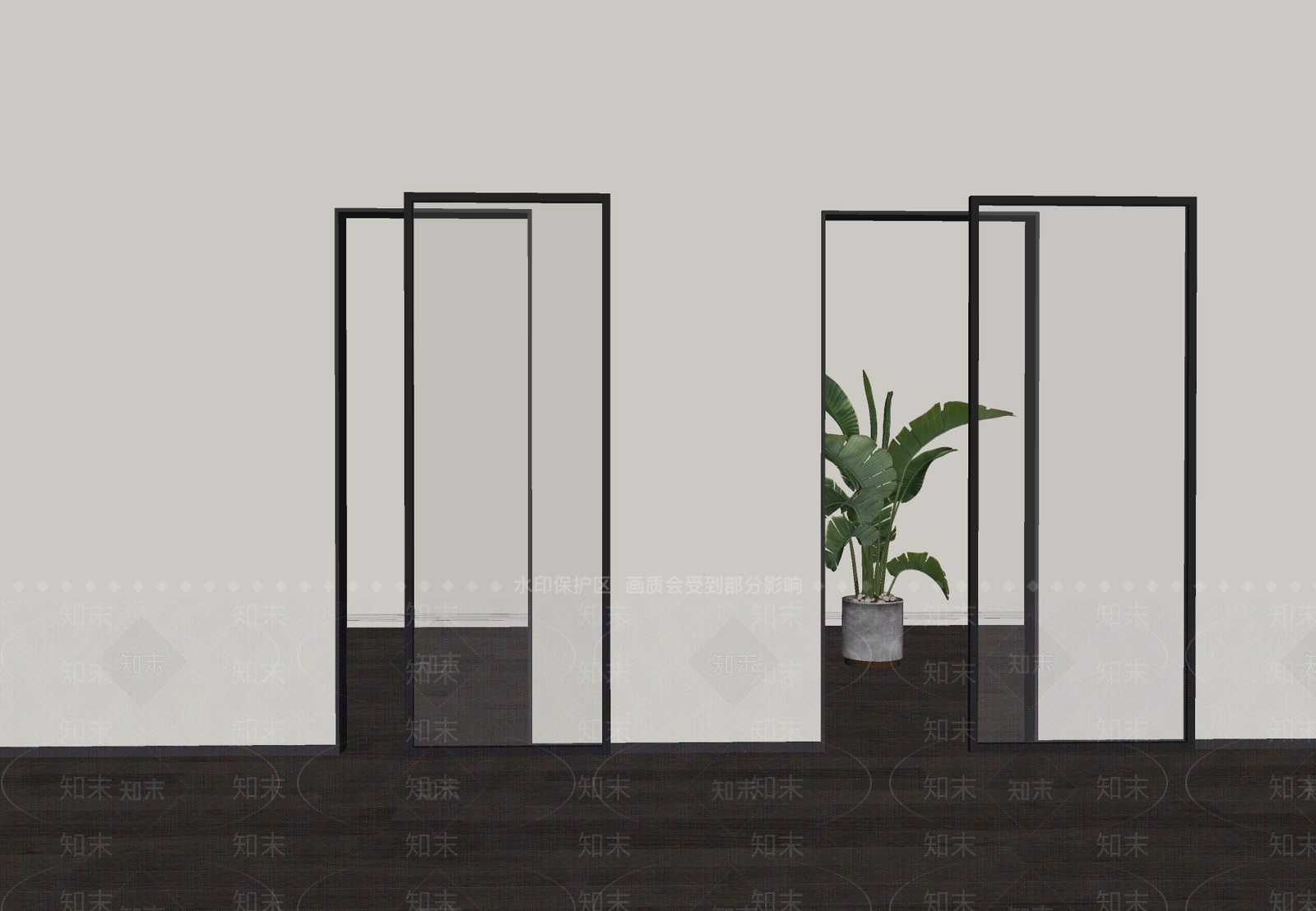 现代推拉门SU模型下载【ID:1195033433】