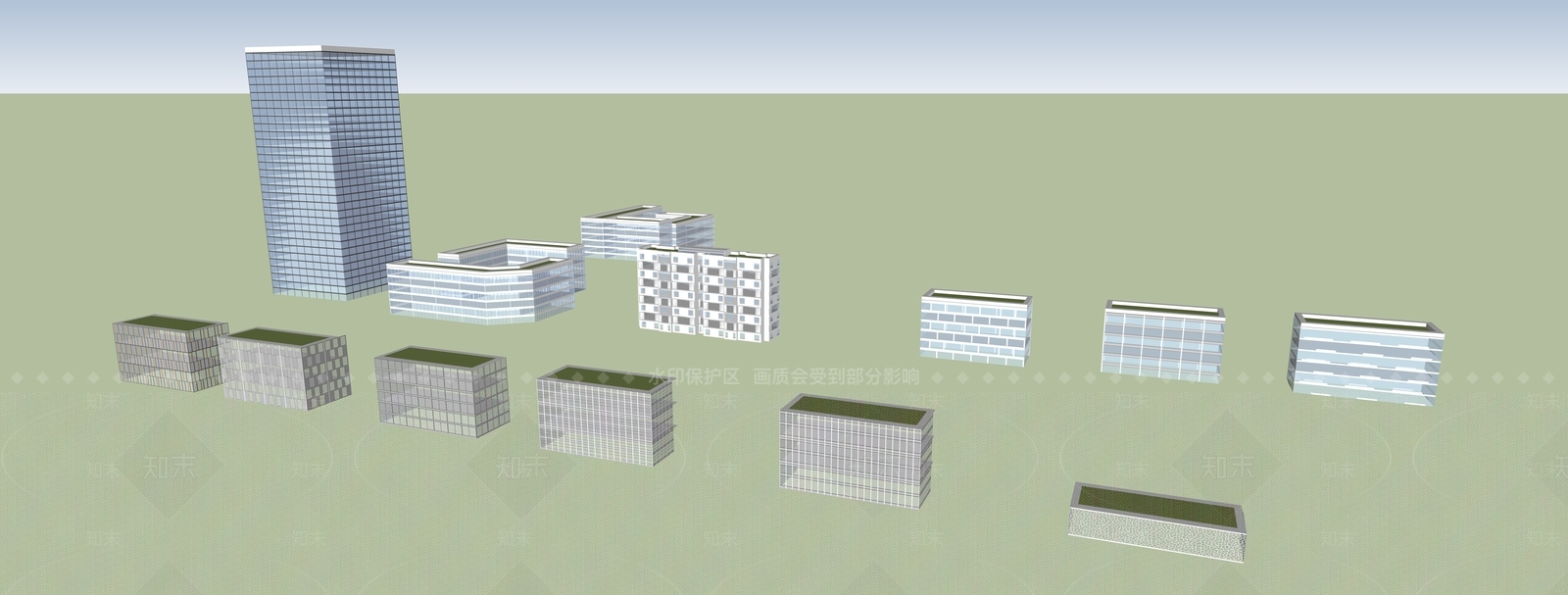 现代轻奢商场建筑SU模型下载【ID:1195033730】
