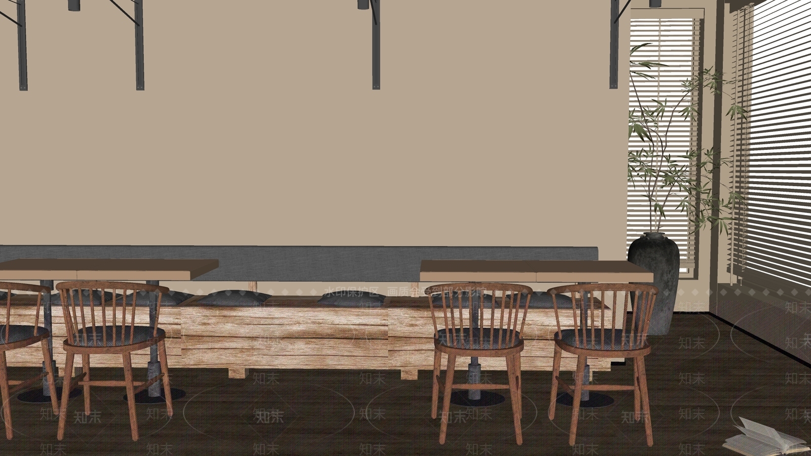 现代原木卡座沙发SU模型下载【ID:1195033635】