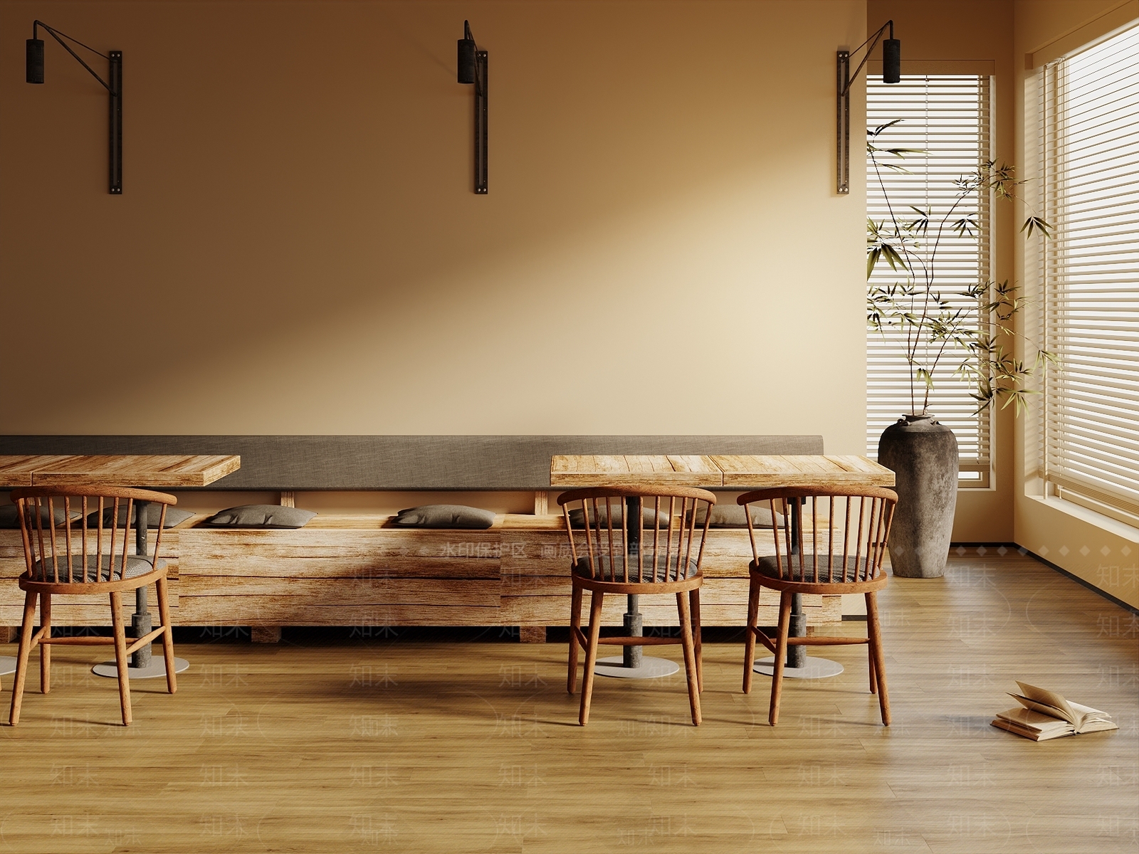 现代原木卡座沙发SU模型下载【ID:1195033635】