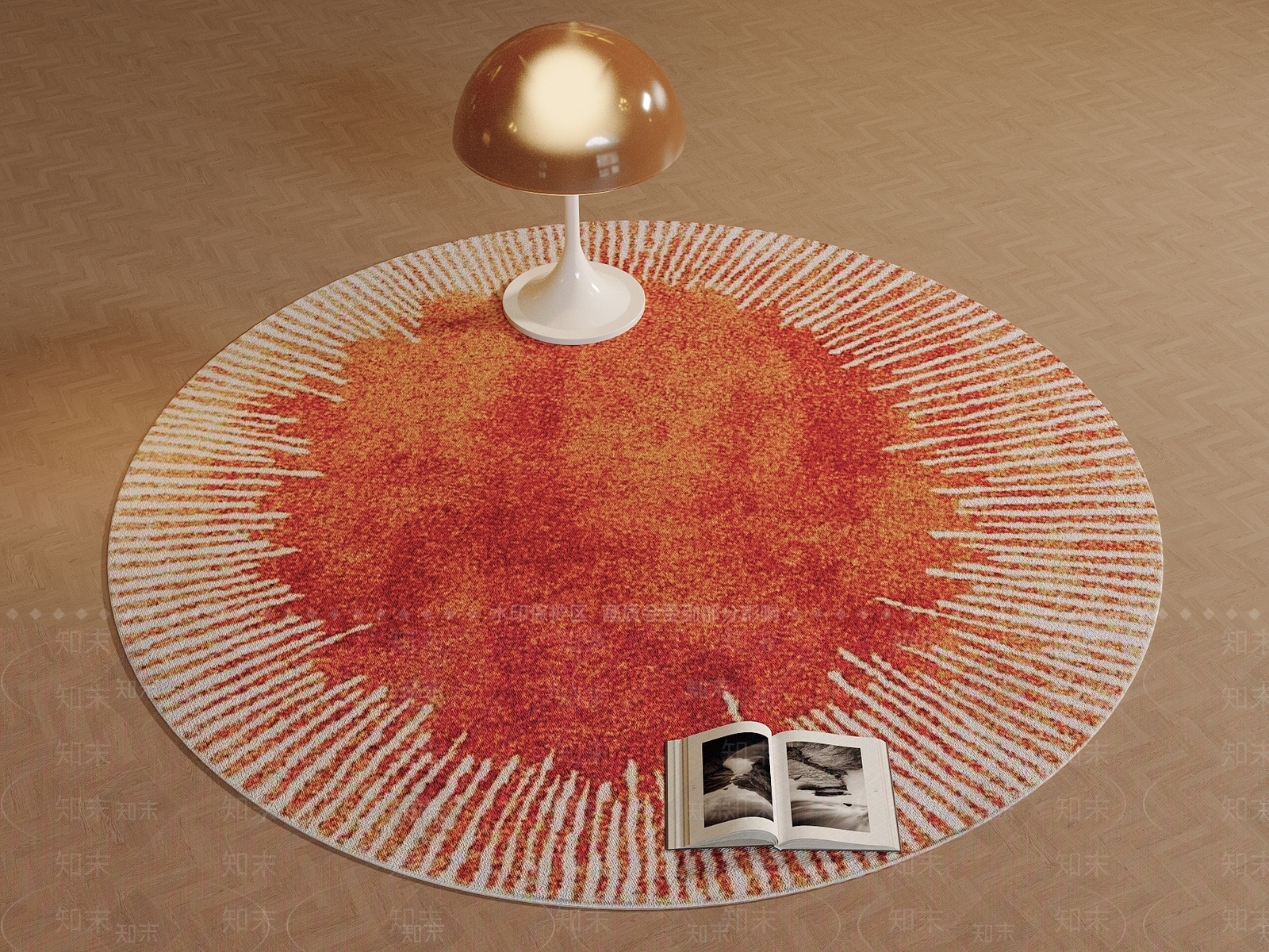 现代简约圆形地毯SU模型下载【ID:1195035156】