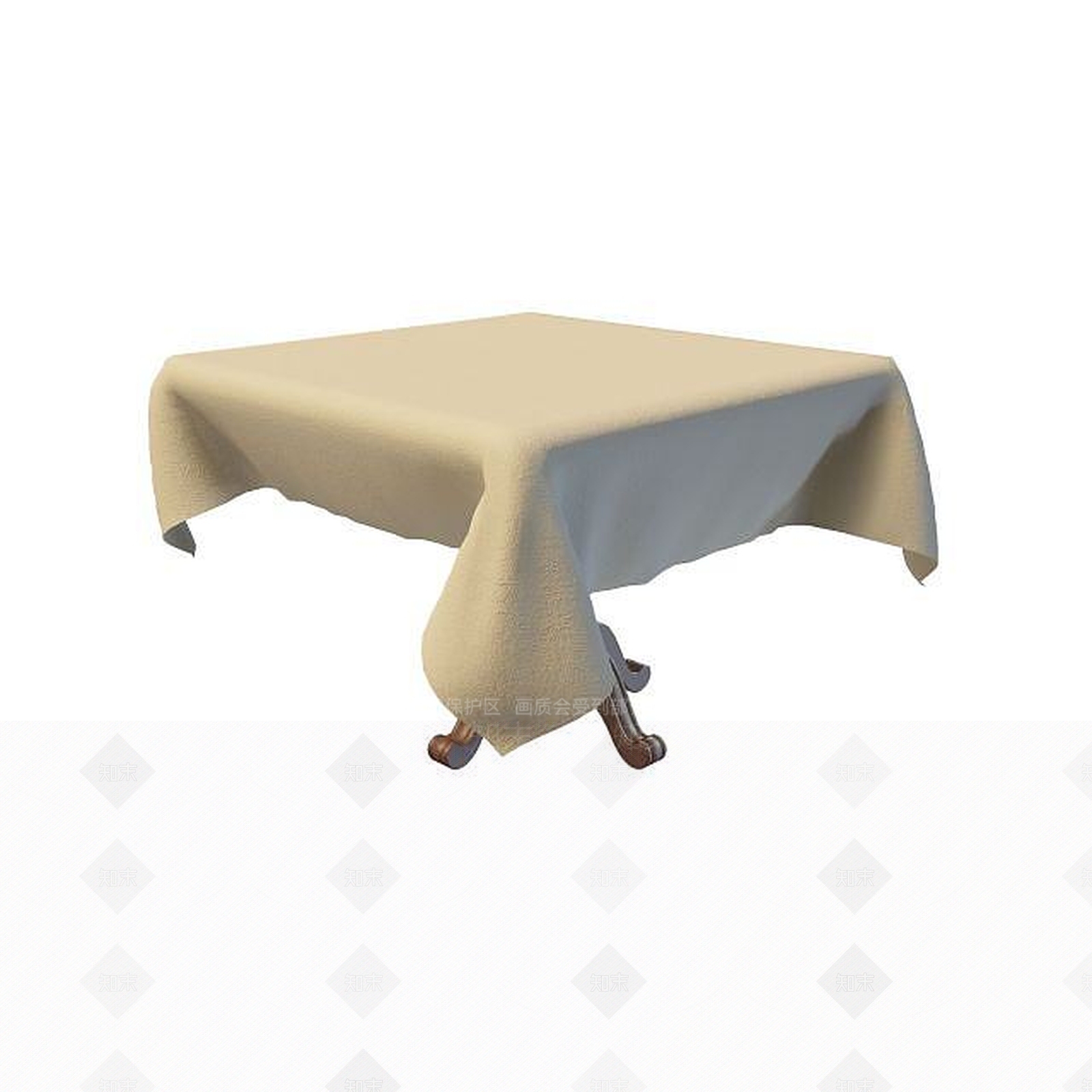 现代布艺实木桌3D模型下载【ID:1195037533】