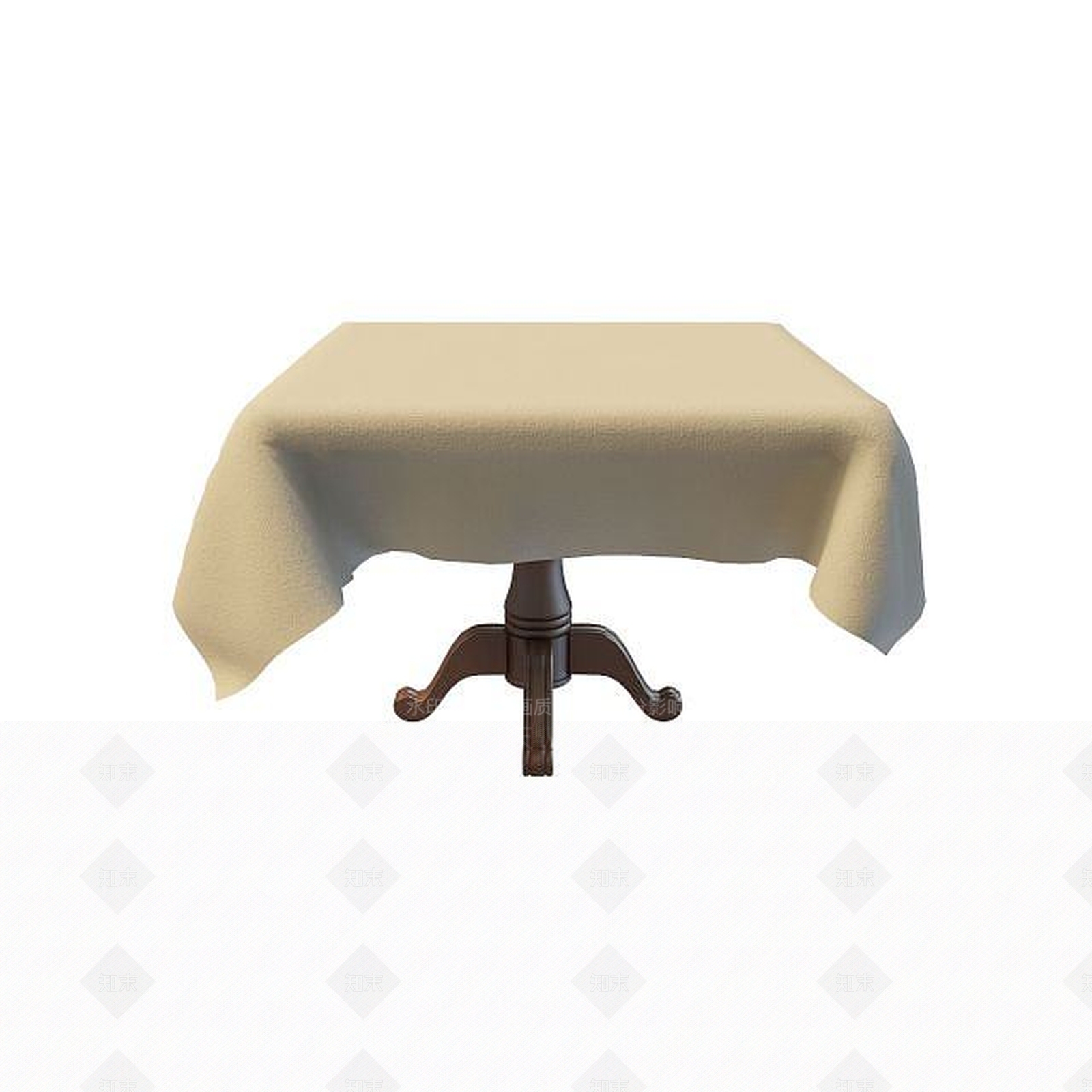现代布艺实木桌3D模型下载【ID:1195037533】