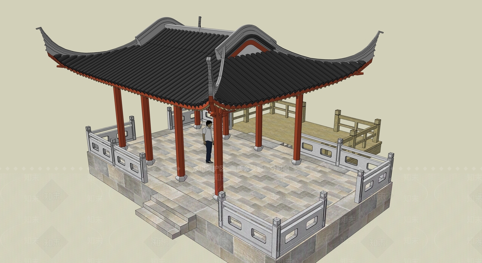 中式古建筑SU模型下载【ID:1195039402】