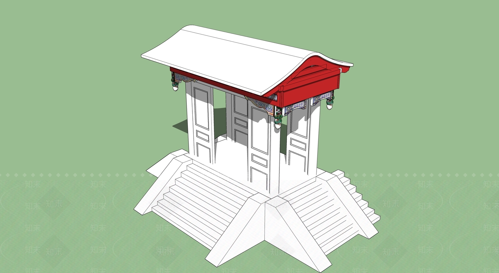中式古建筑SU模型下载【ID:1195069607】
