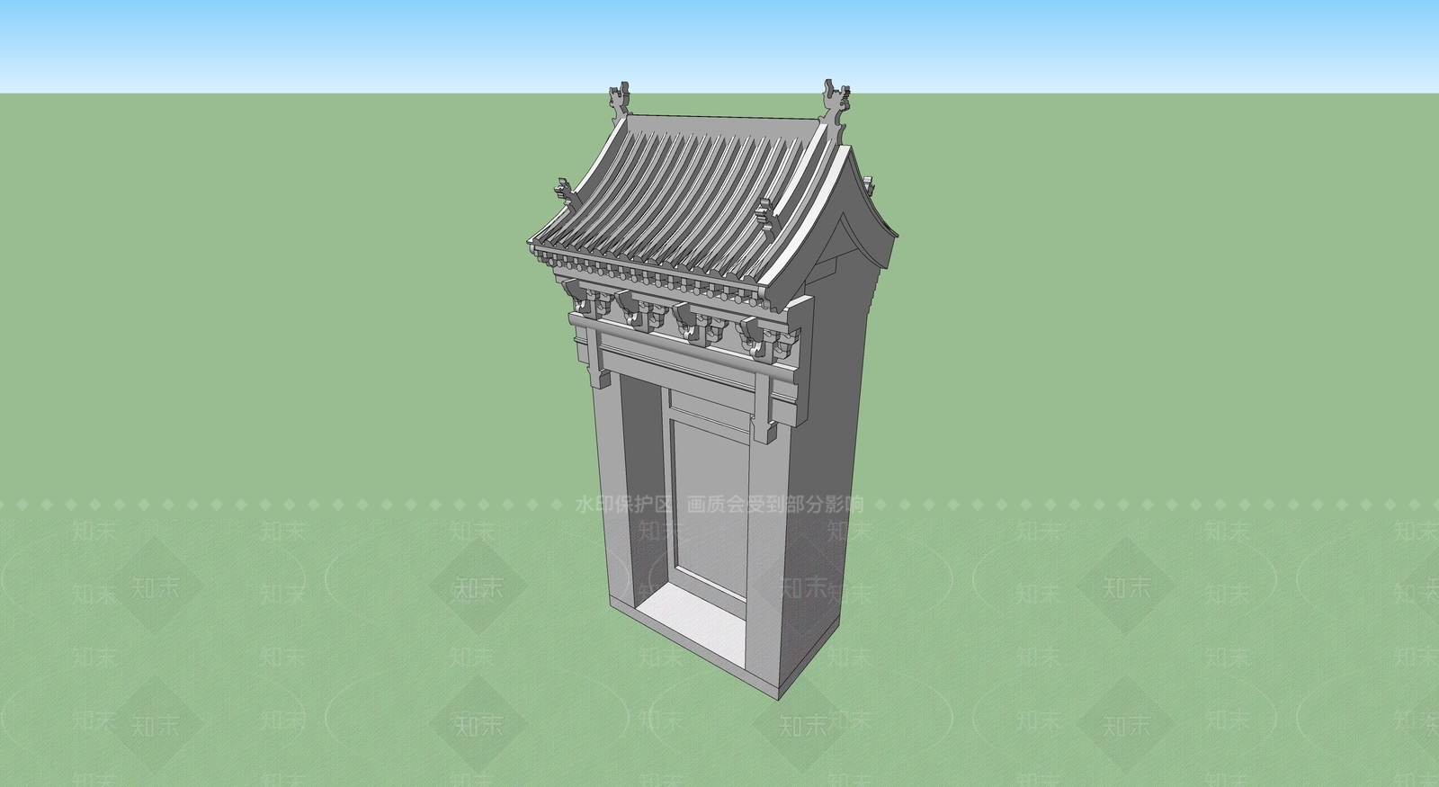 中式古建筑SU模型下载【ID:1195039997】