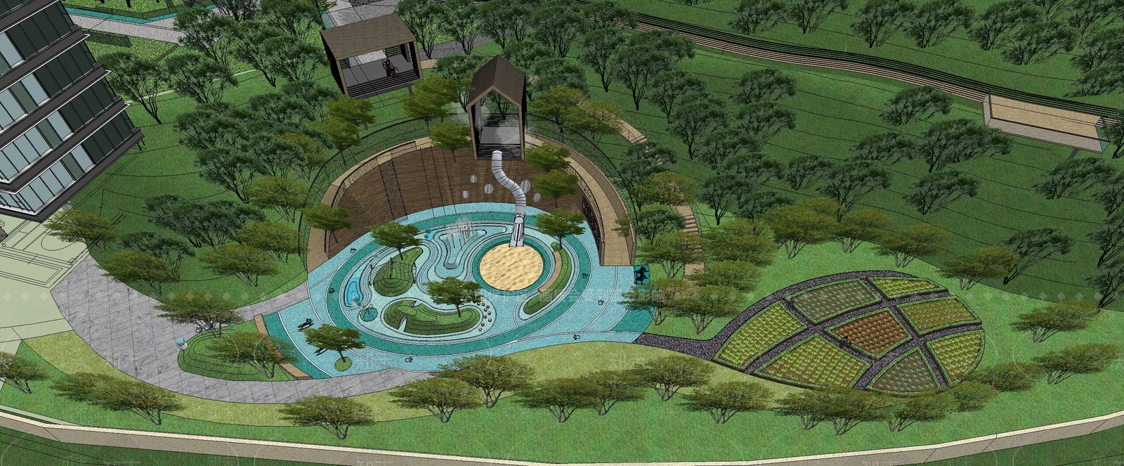 现代儿童游乐区SU模型下载【ID:1195040415】