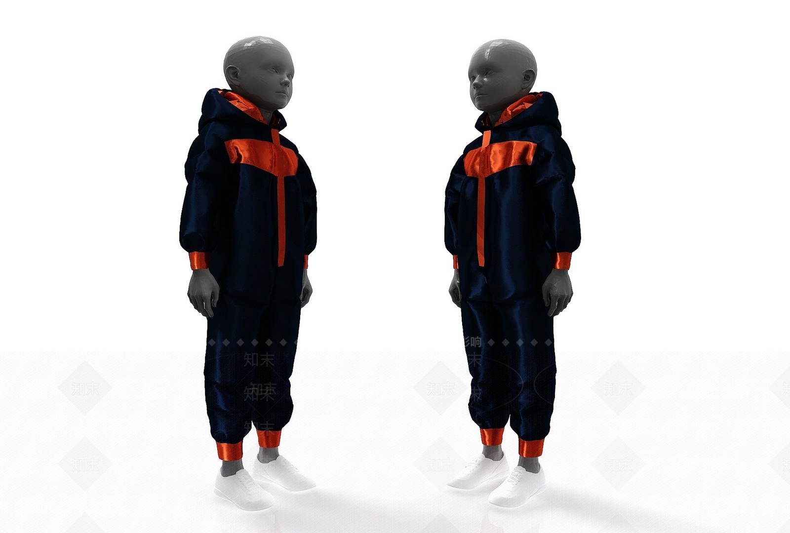 现代黑塑料人物橱窗模特3D模型下载【ID:1195040833】