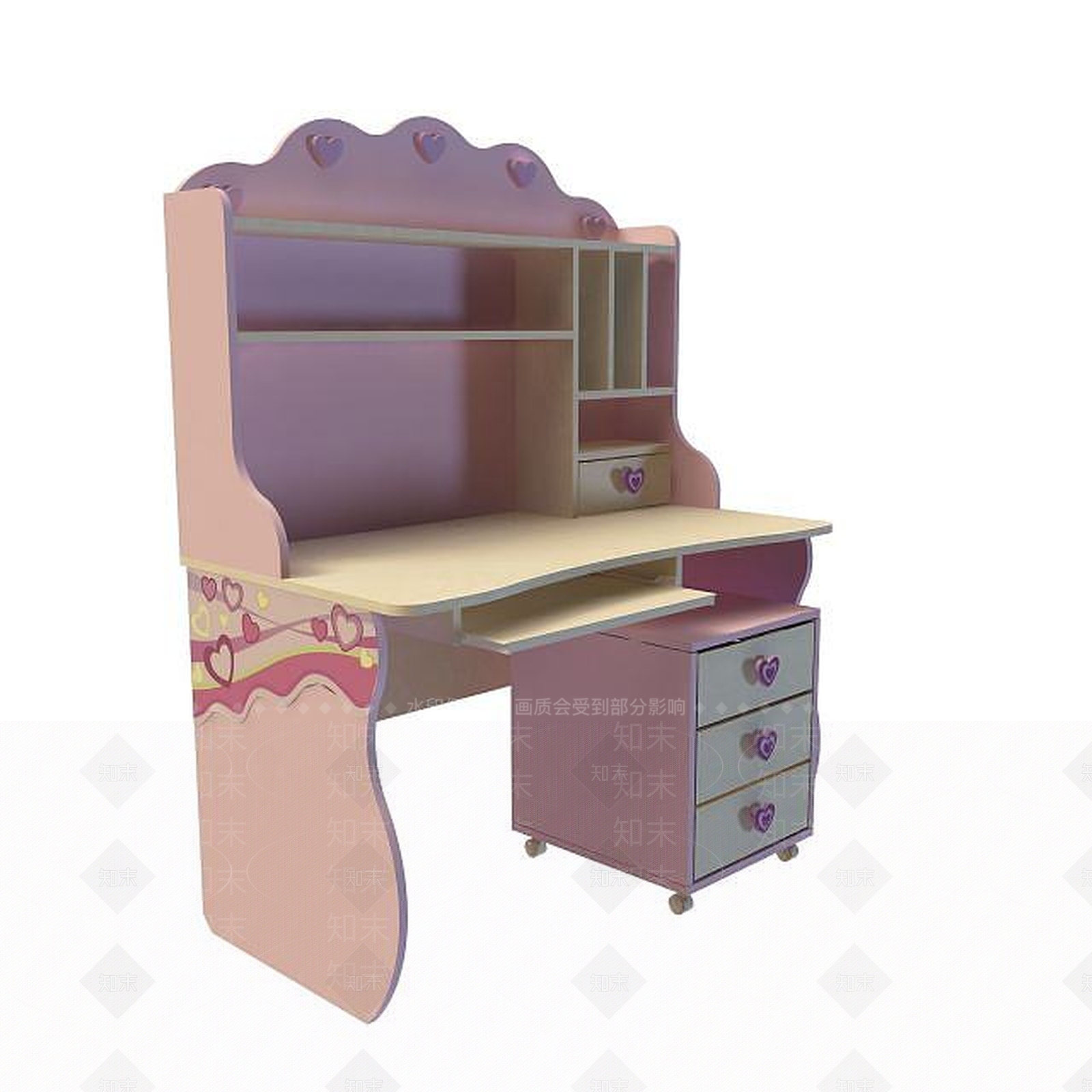 现代儿童书桌3D模型下载【ID:1195042682】