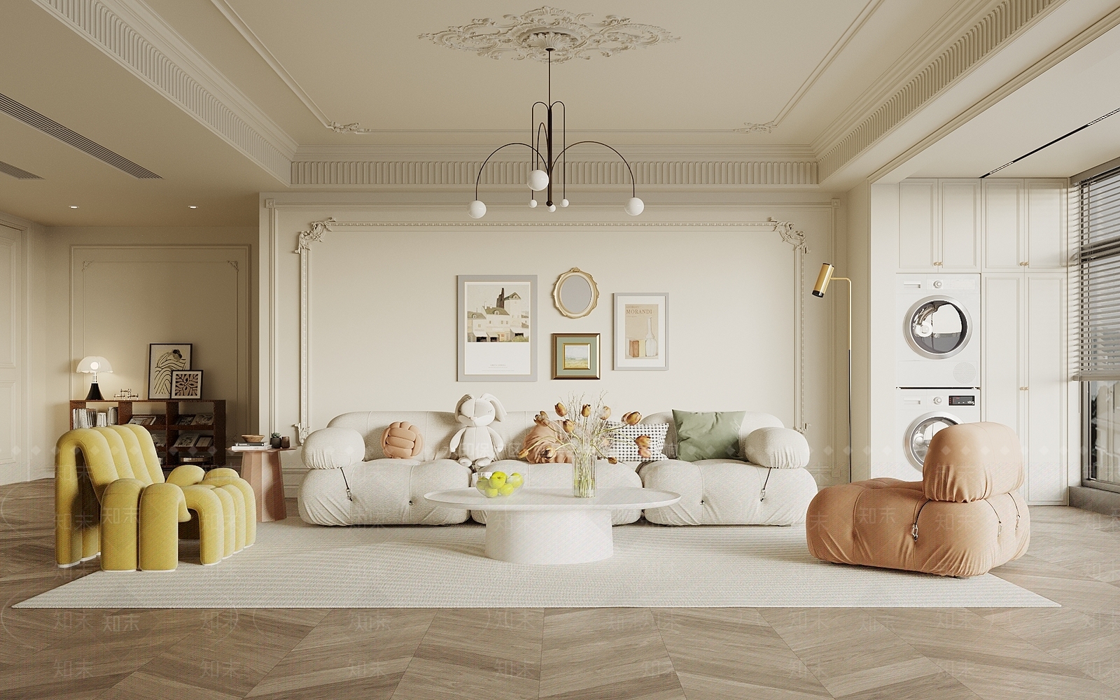 法式简欧家居客厅3D模型下载【ID:1195044732】