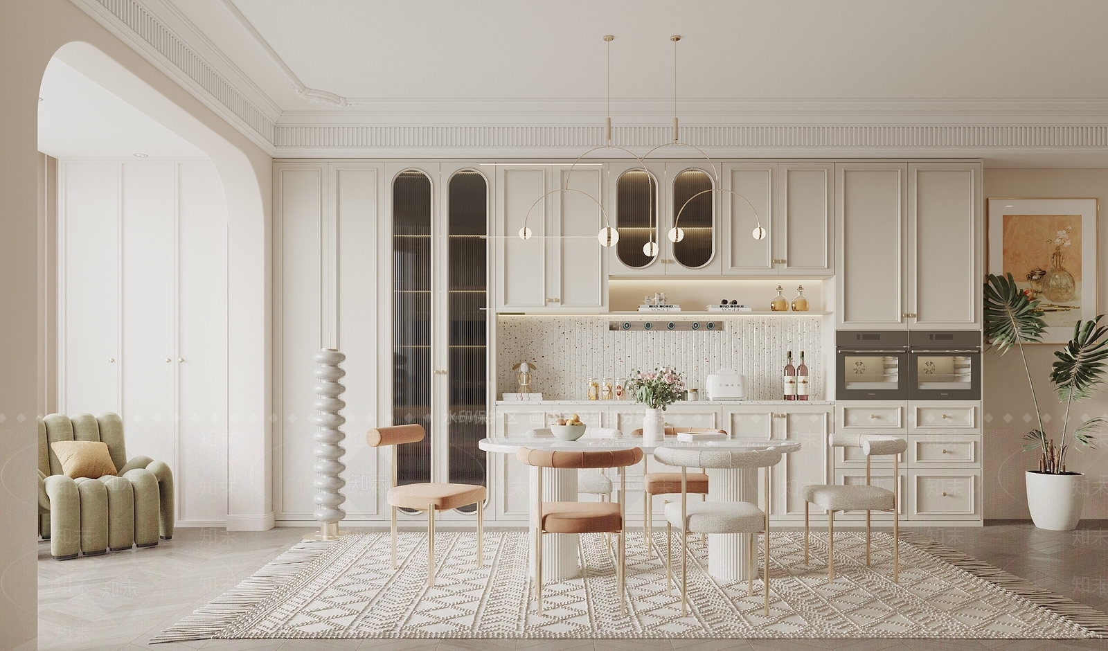 法式简欧家居餐厅3D模型下载【ID:1195044824】
