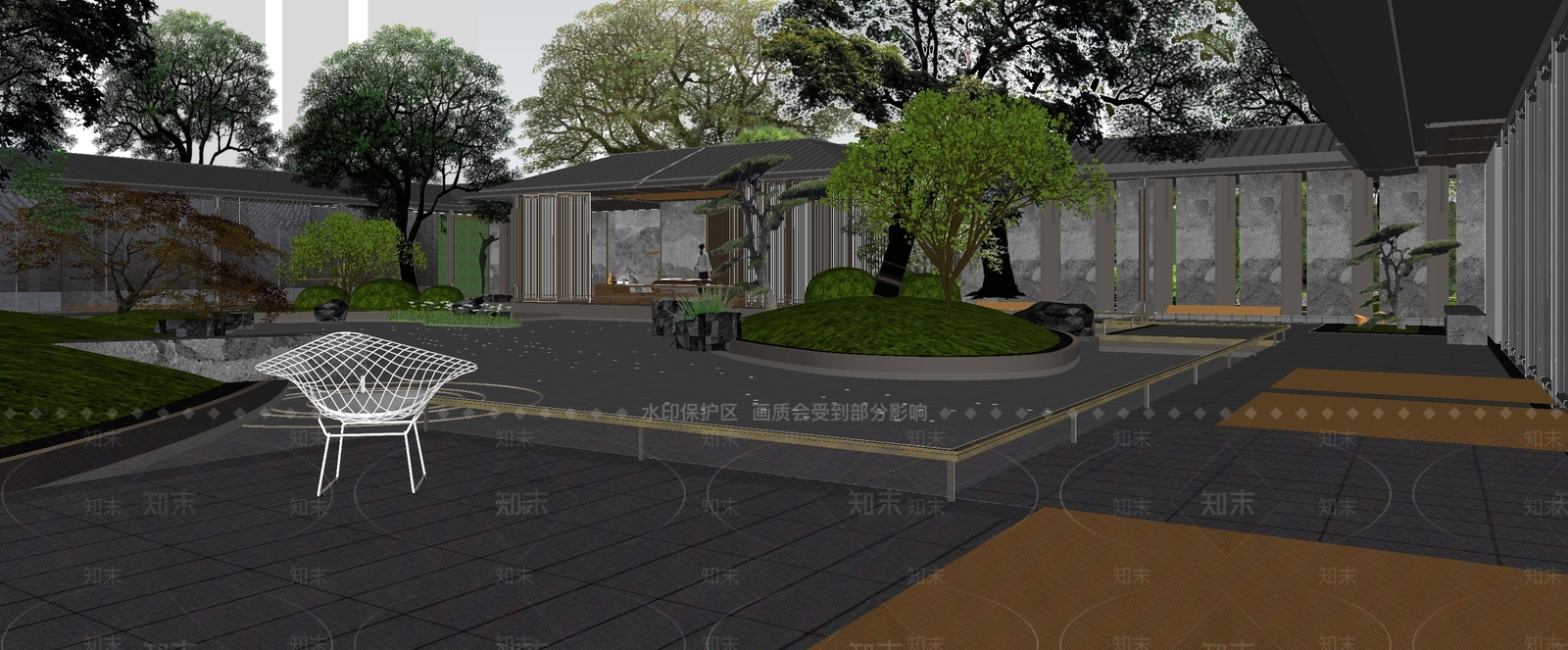 现代小区景观SU模型下载【ID:1195044497】