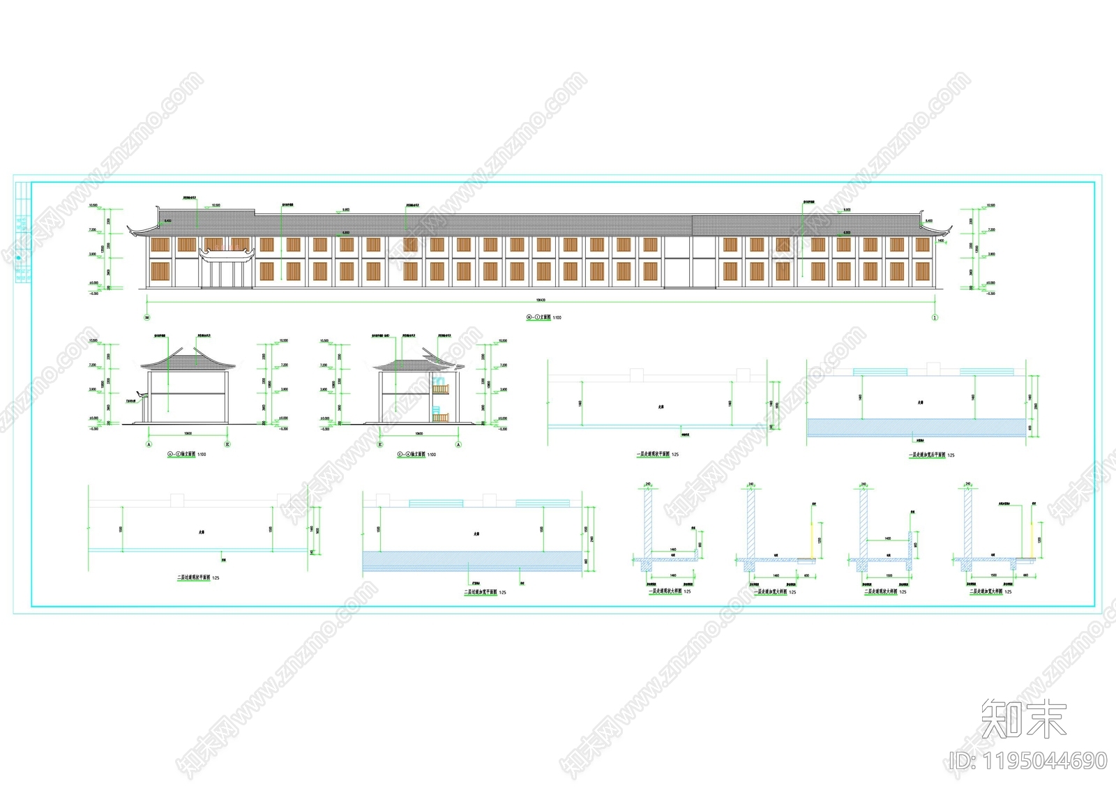 新中式现代酒店建筑施工图下载【ID:1195044690】