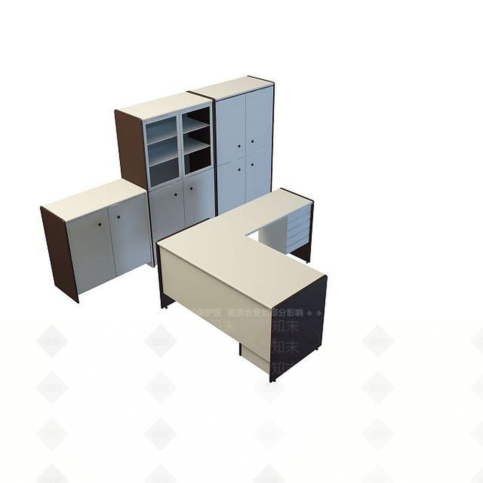 现代办公桌子3D模型下载【ID:1195044577】
