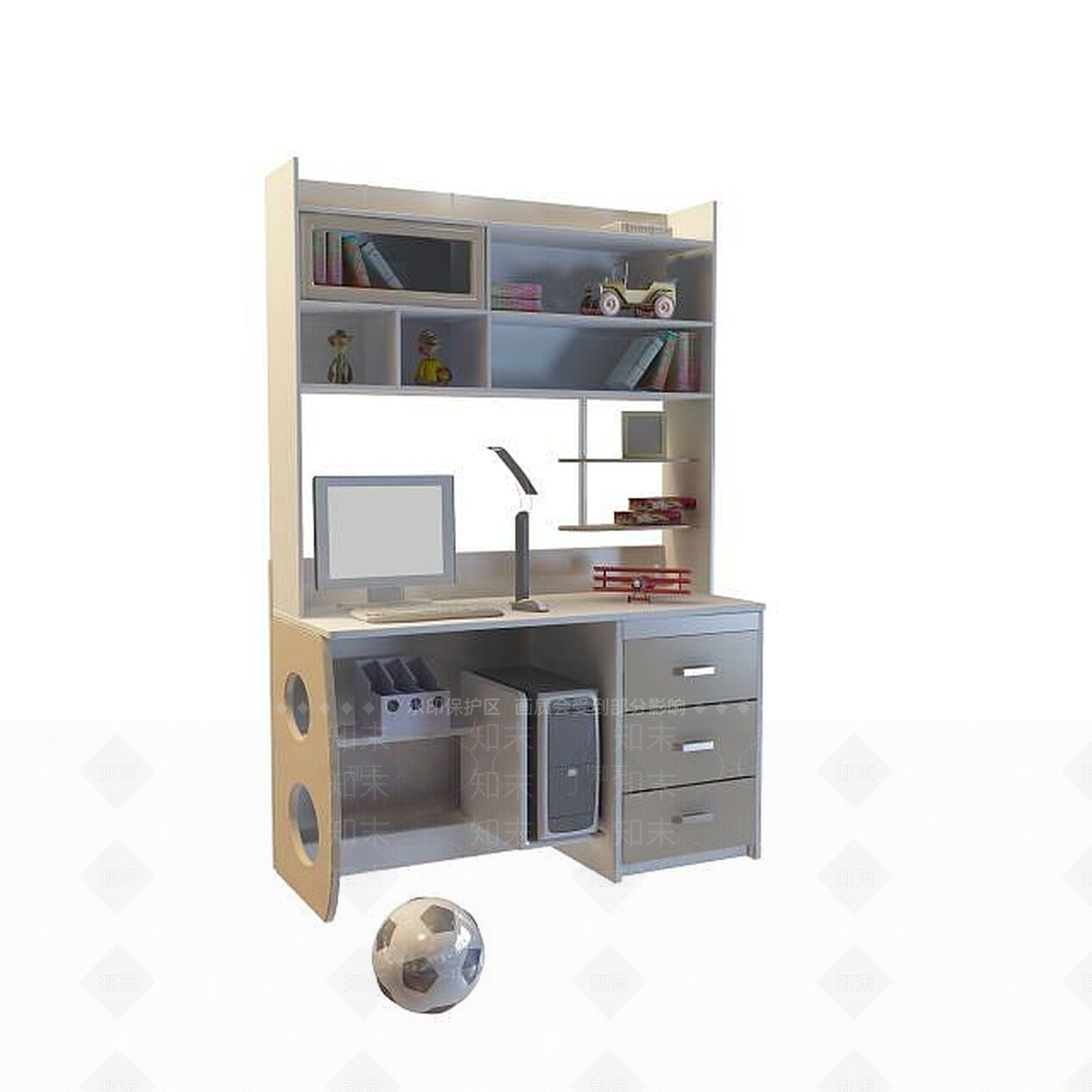 现代学生电脑桌3D模型下载【ID:1195045475】