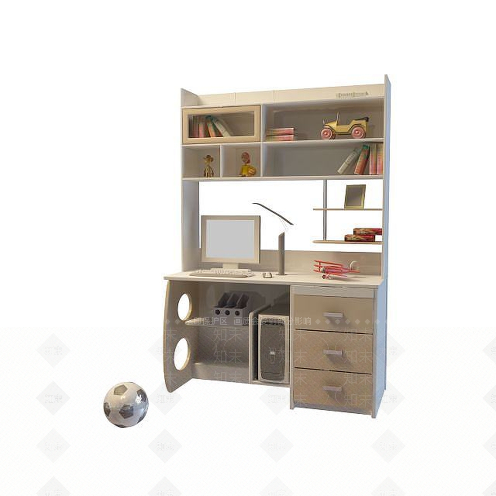 现代学生电脑桌3D模型下载【ID:1195045475】