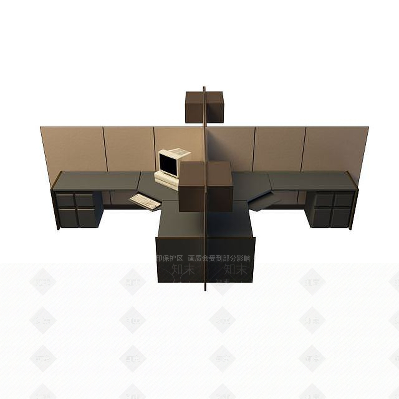现代组合办公桌3D模型下载【ID:1195045601】