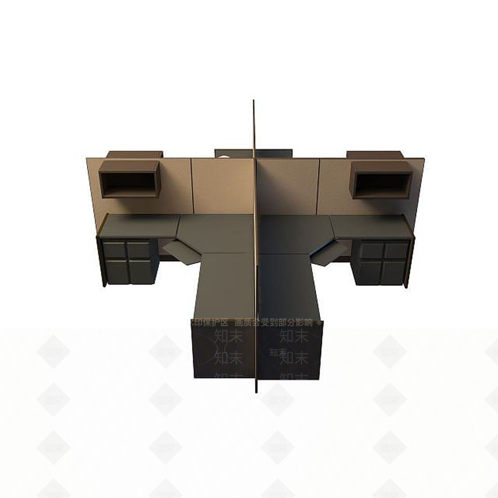 现代组合办公桌3D模型下载【ID:1195045601】
