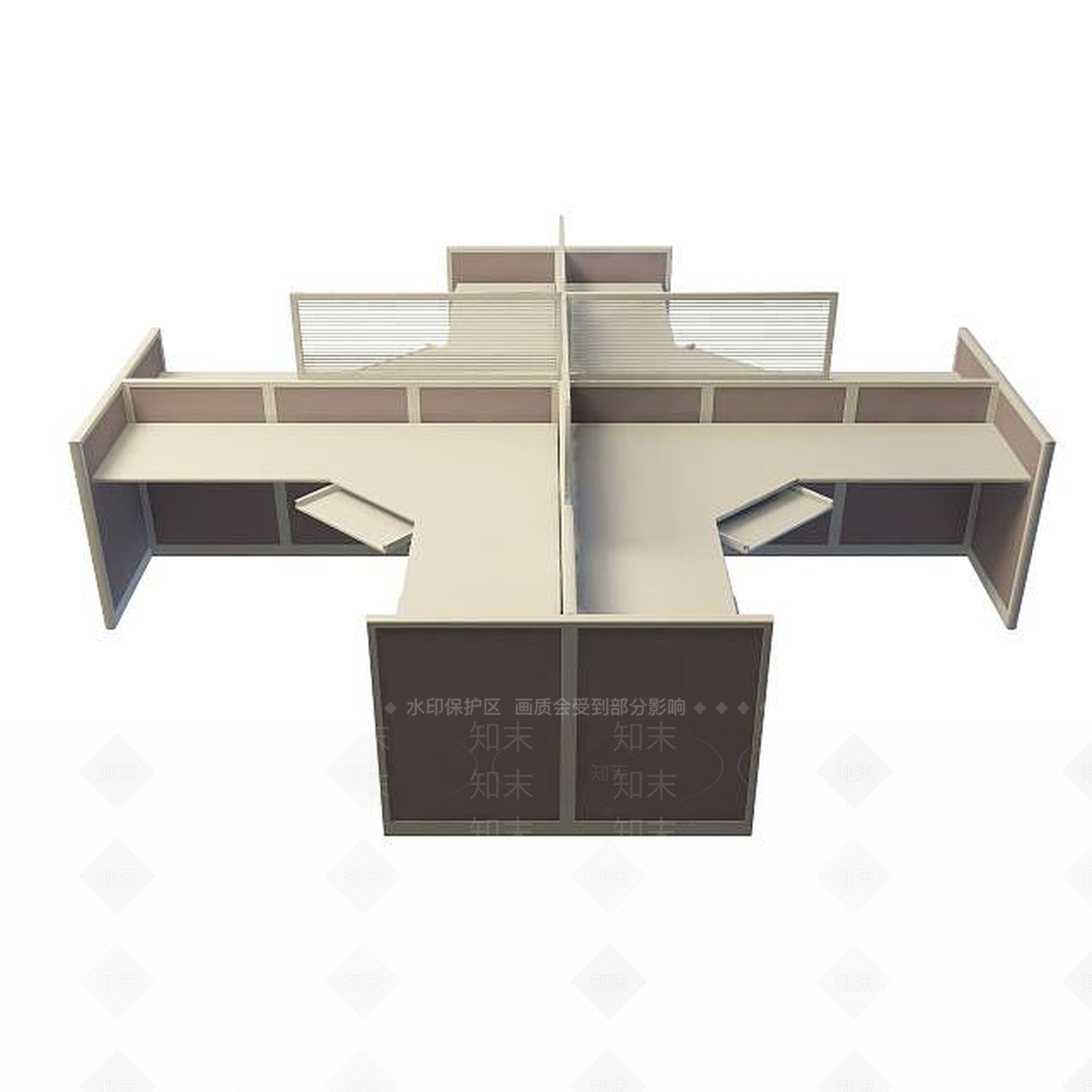 现代隔断办公桌3D模型下载【ID:1195045941】