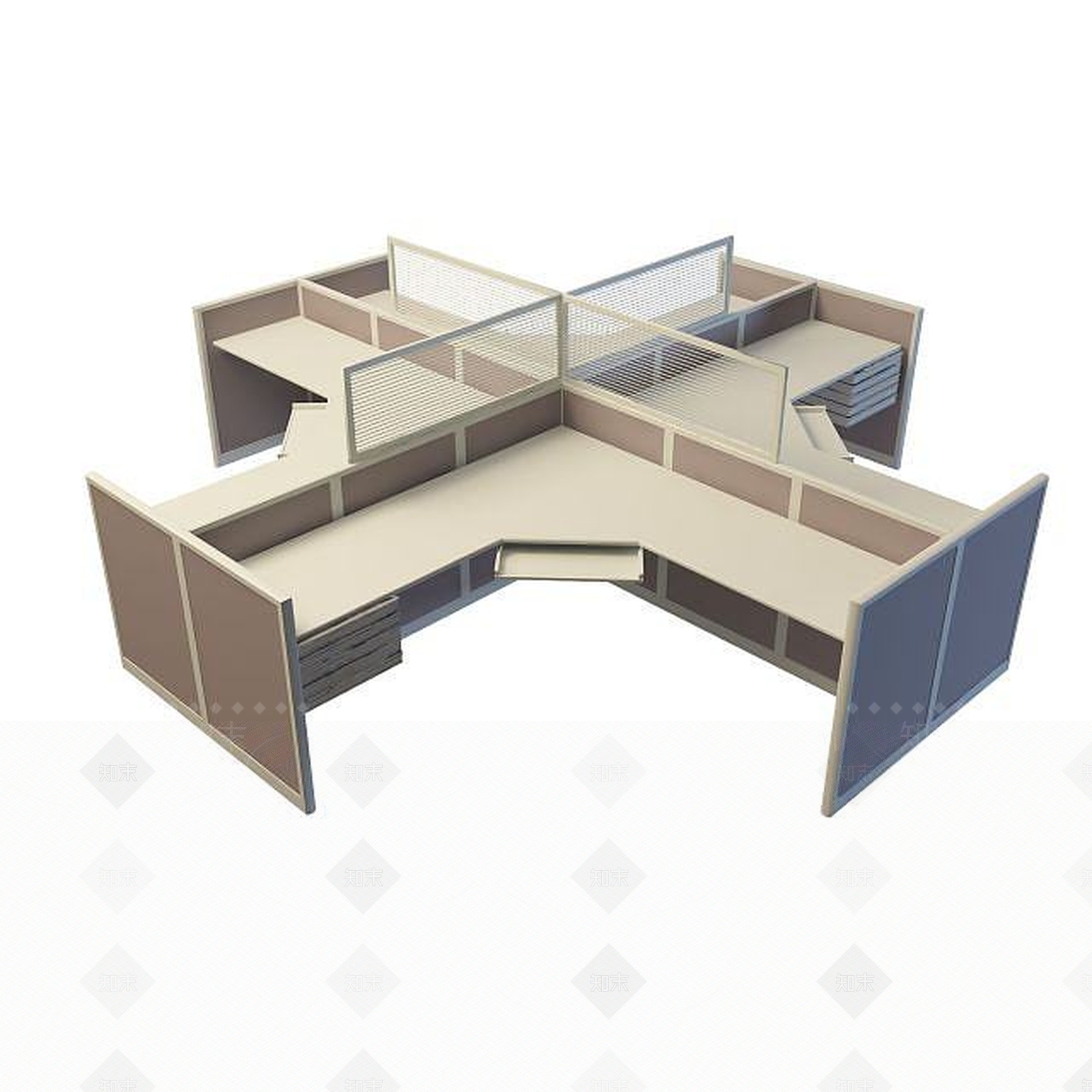 现代隔断办公桌3D模型下载【ID:1195045941】