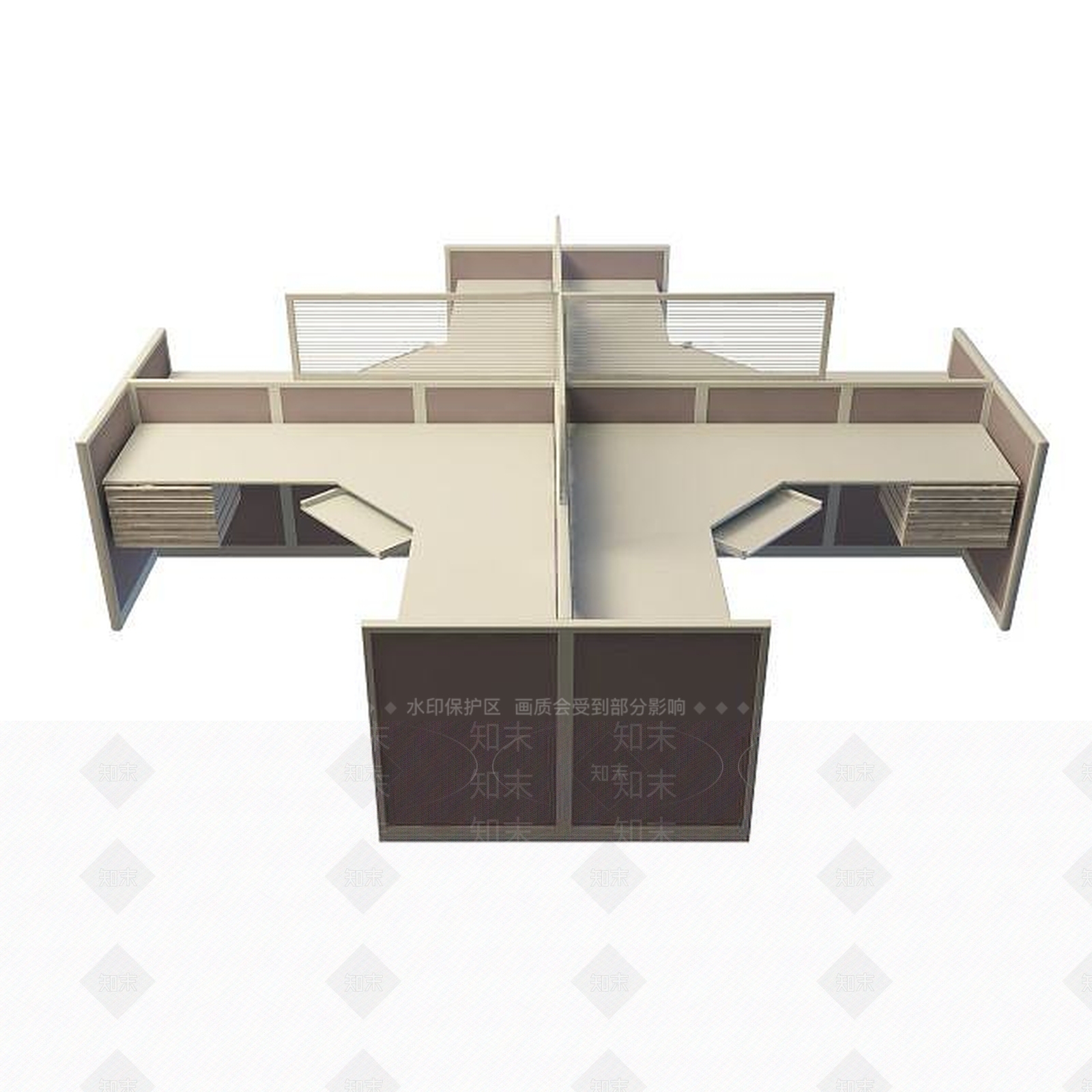 现代隔断办公桌3D模型下载【ID:1195045941】
