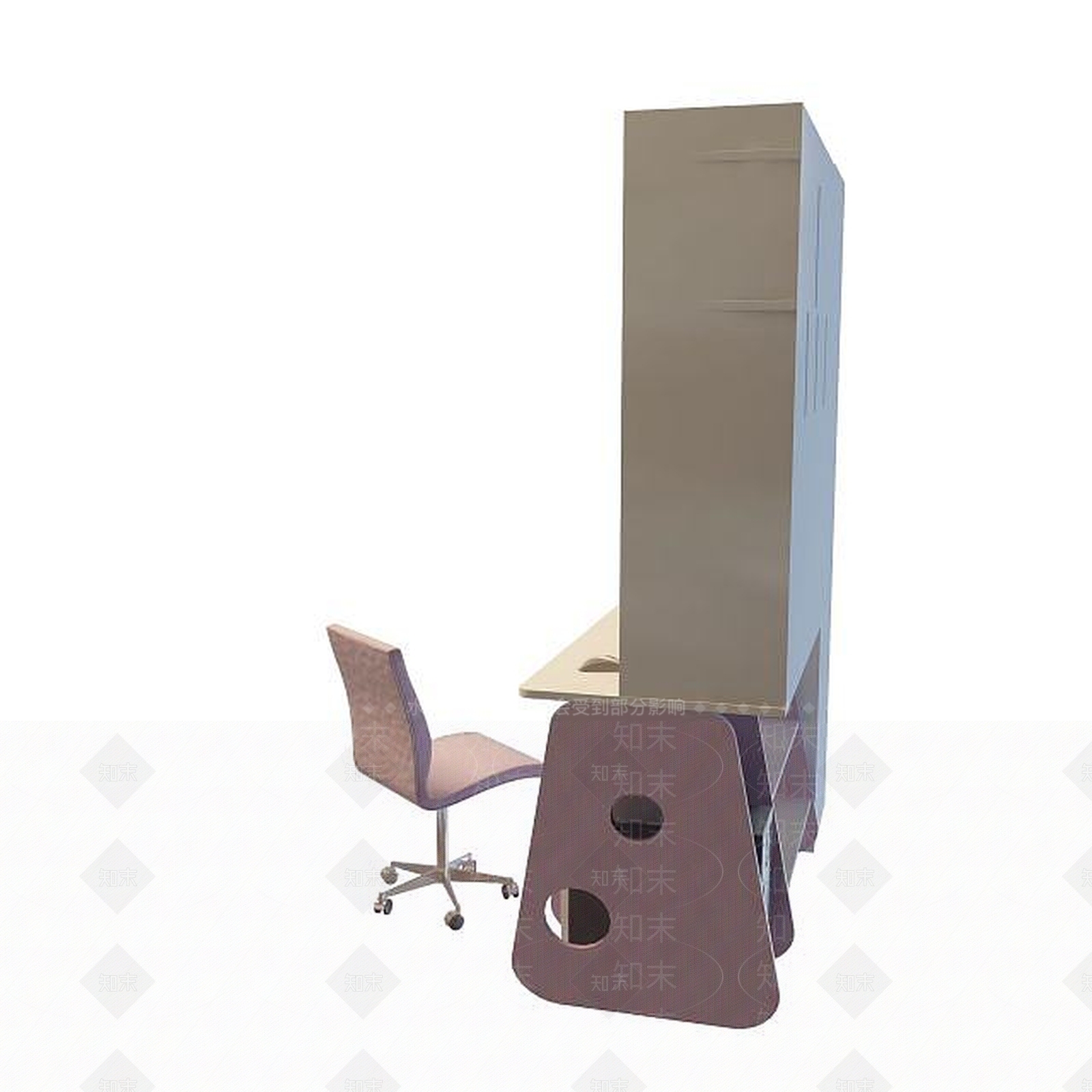现代学生电脑桌3D模型下载【ID:1195046037】