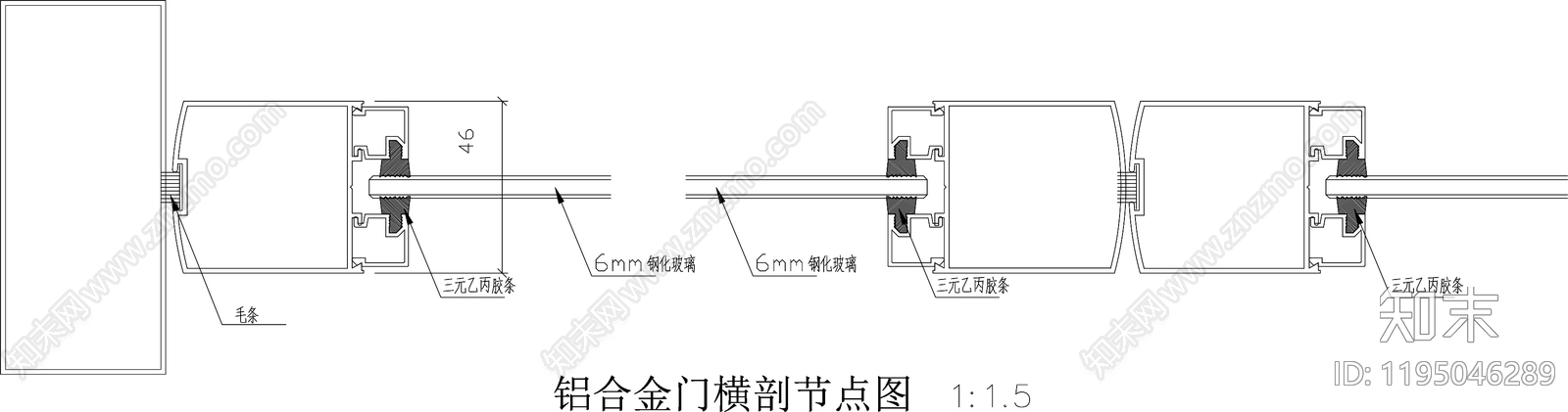 现代门cad施工图下载【ID:1195046289】