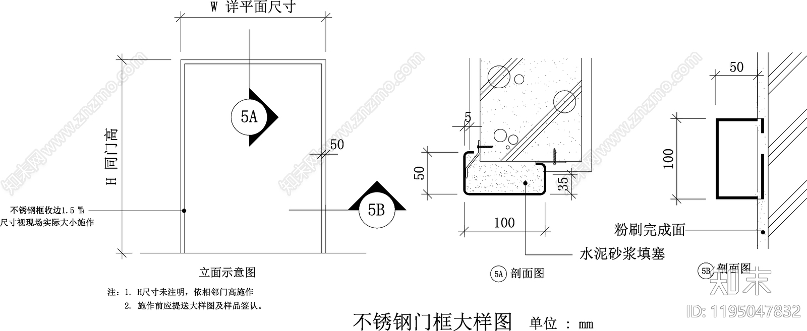 现代门cad施工图下载【ID:1195047832】