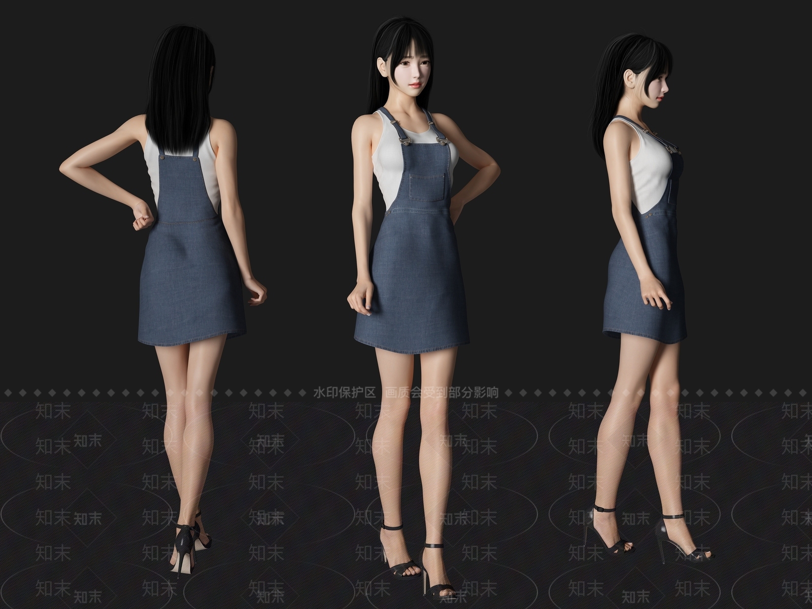 现代气质美女人物3D模型下载【ID:1195048863】