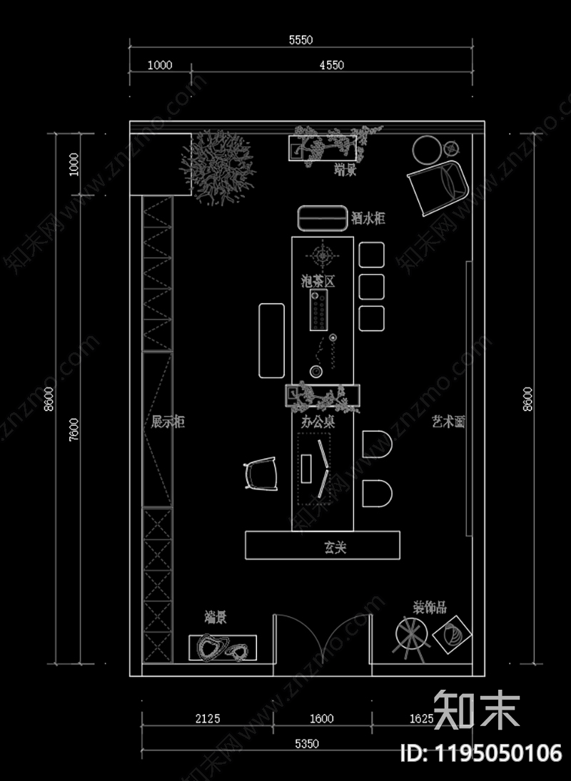 现代独立办公室cad施工图下载【ID:1195050106】