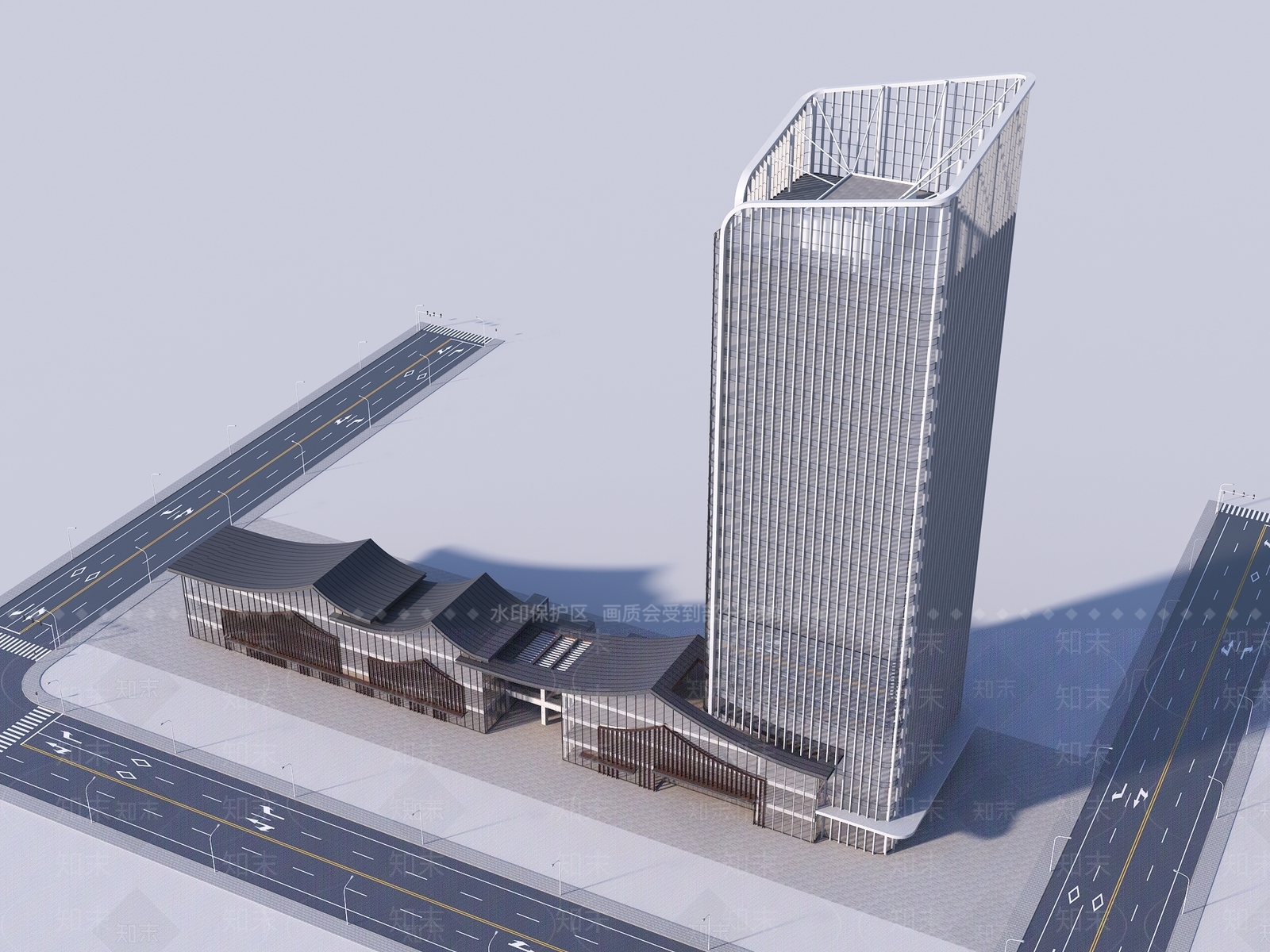 现代办公楼3D模型下载【ID:1195054004】