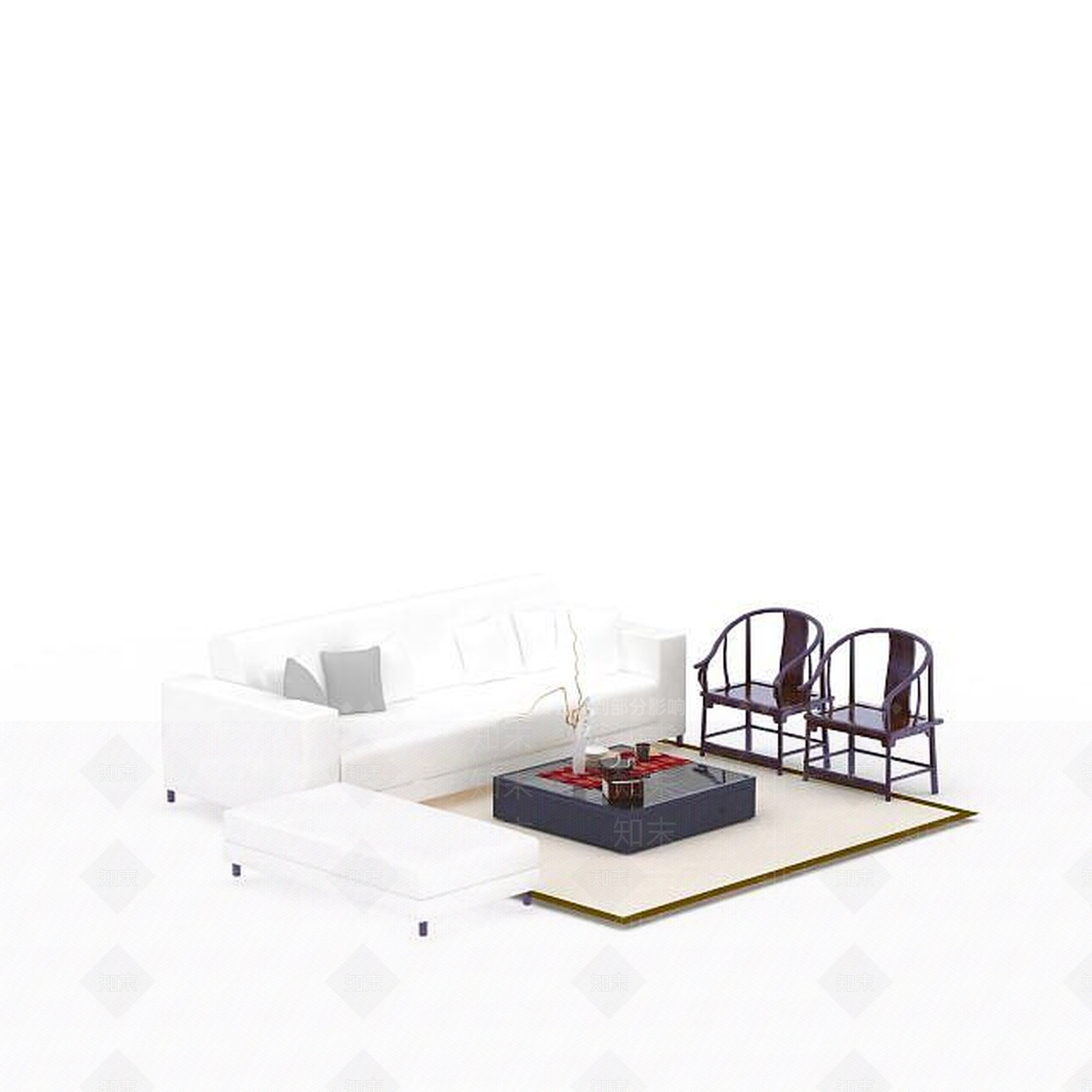 现代沙发组合3D模型下载【ID:1195055958】