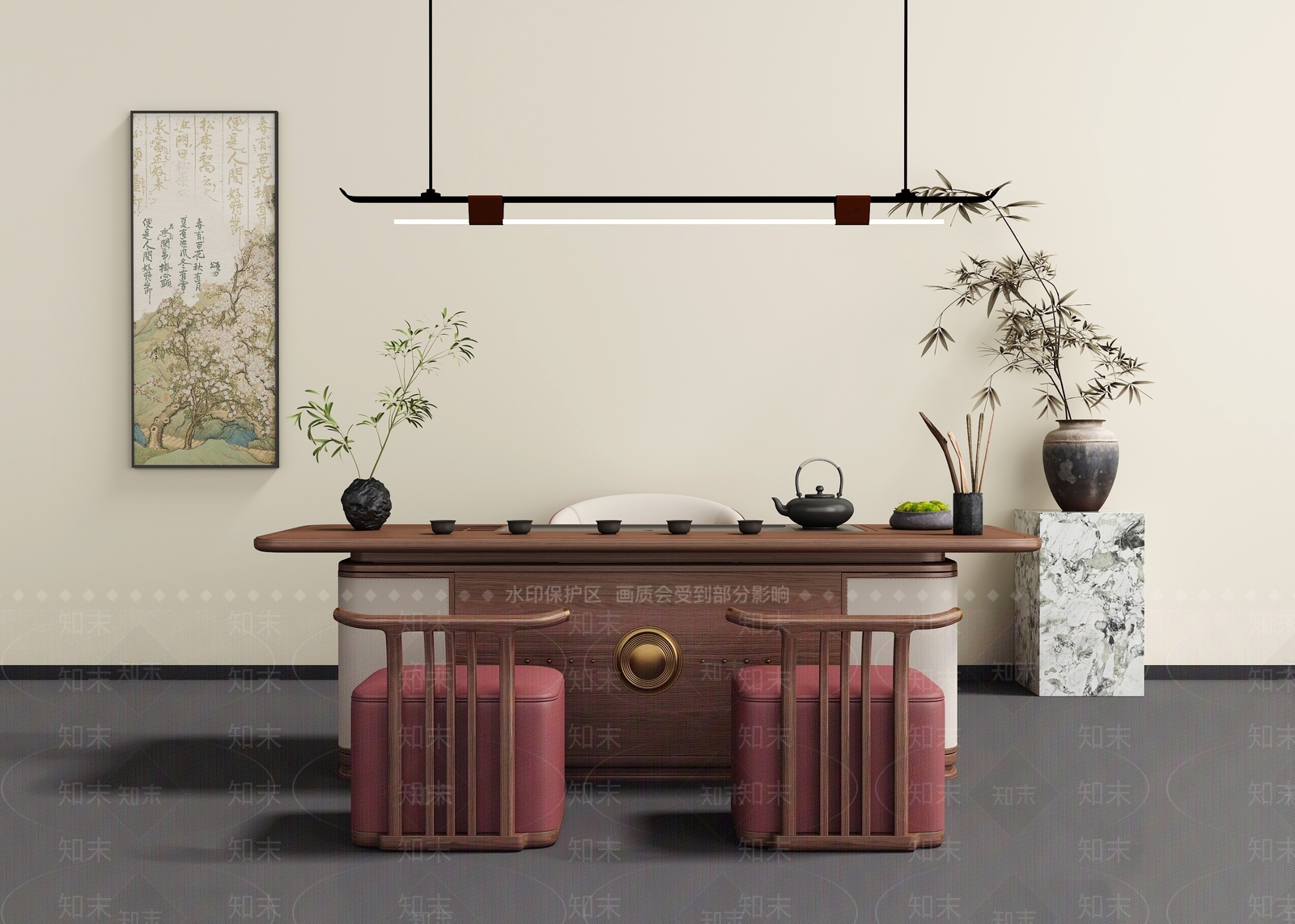 新中式茶桌椅3D模型下载【ID:1195058465】