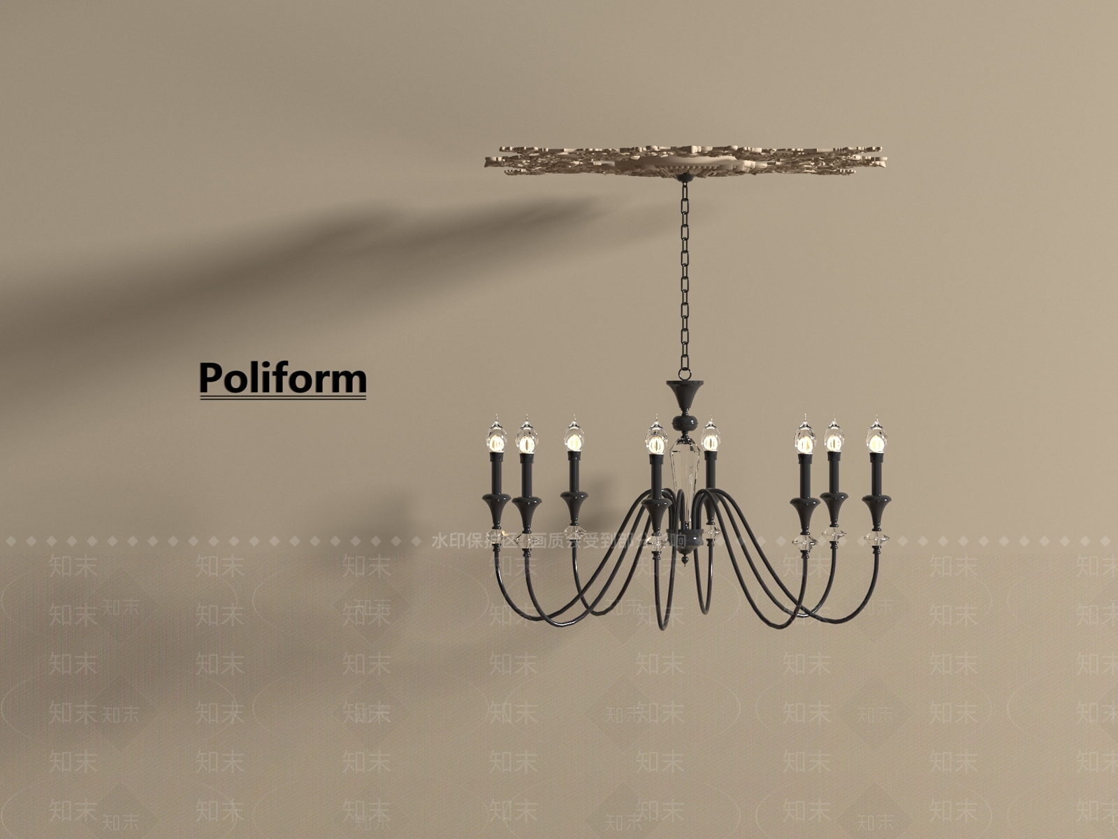 法式复古吊灯3D模型下载【ID:1195059024】