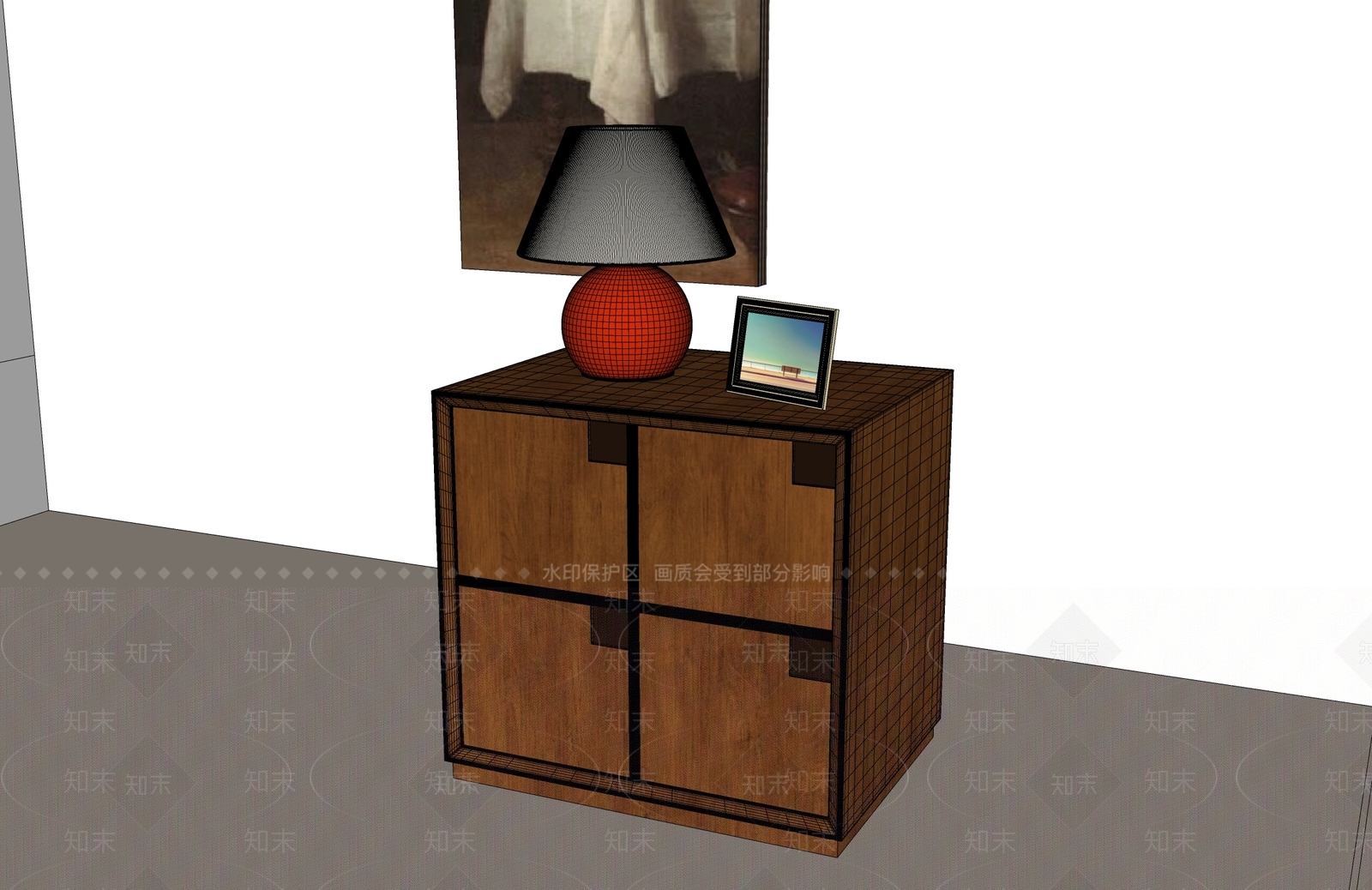 现代中古床头柜SU模型下载【ID:1195059766】